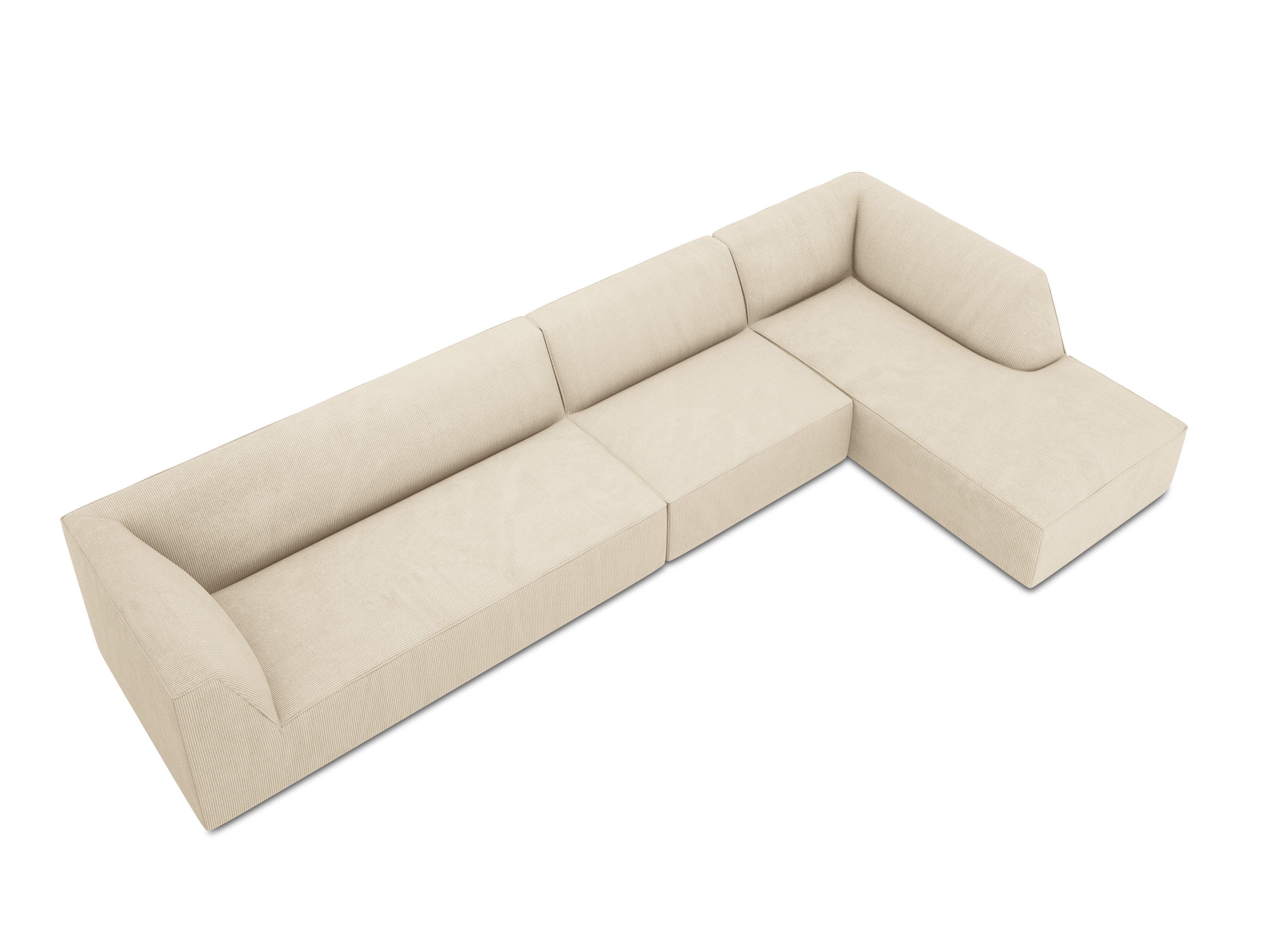 Narożnik sztruksowy 5-osobowy prawostronny RUBY beżowy Micadoni Eye on Design