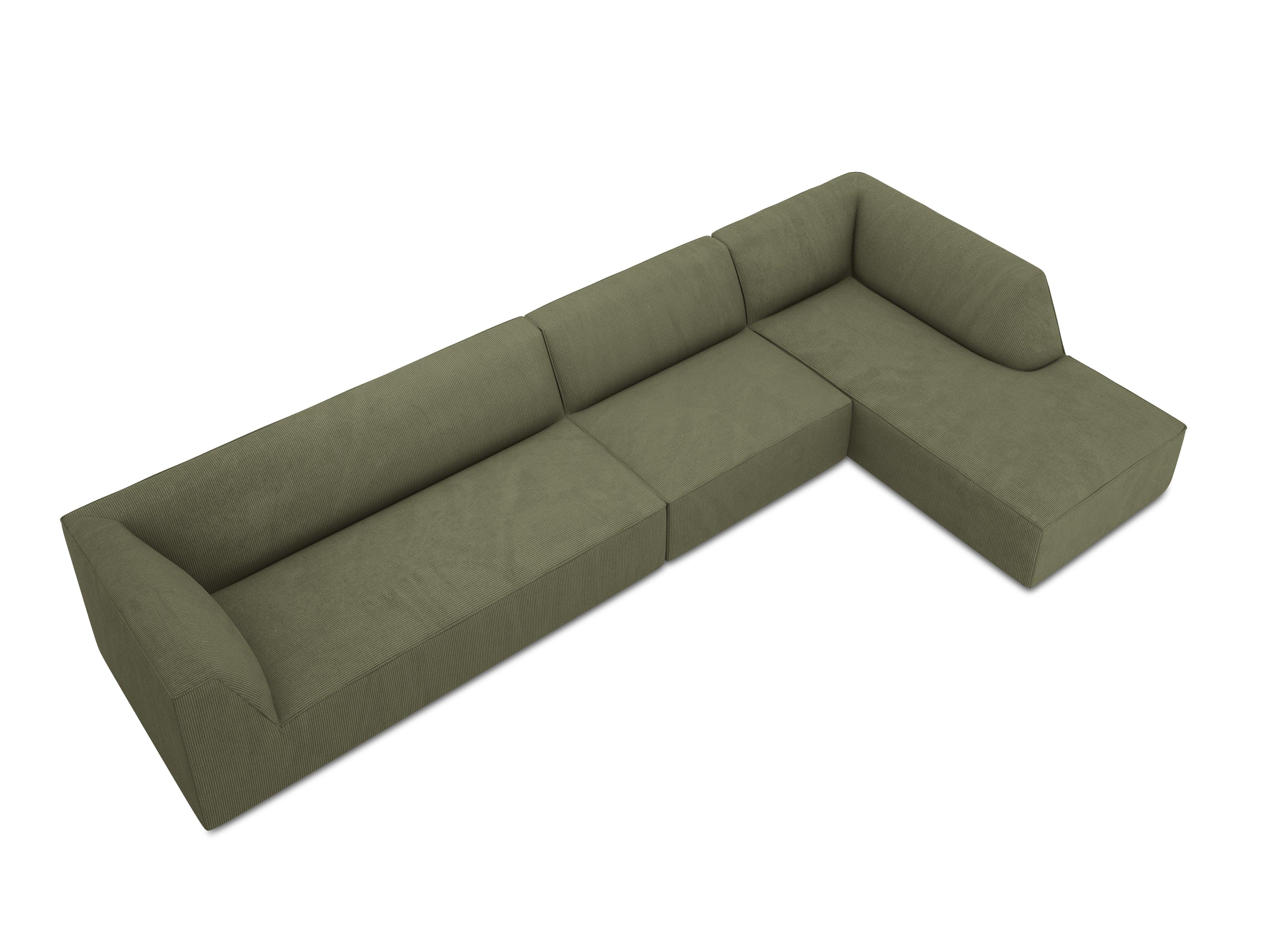 Narożnik sztruksowy 5-osobowy prawostronny RUBY zielony Micadoni Eye on Design