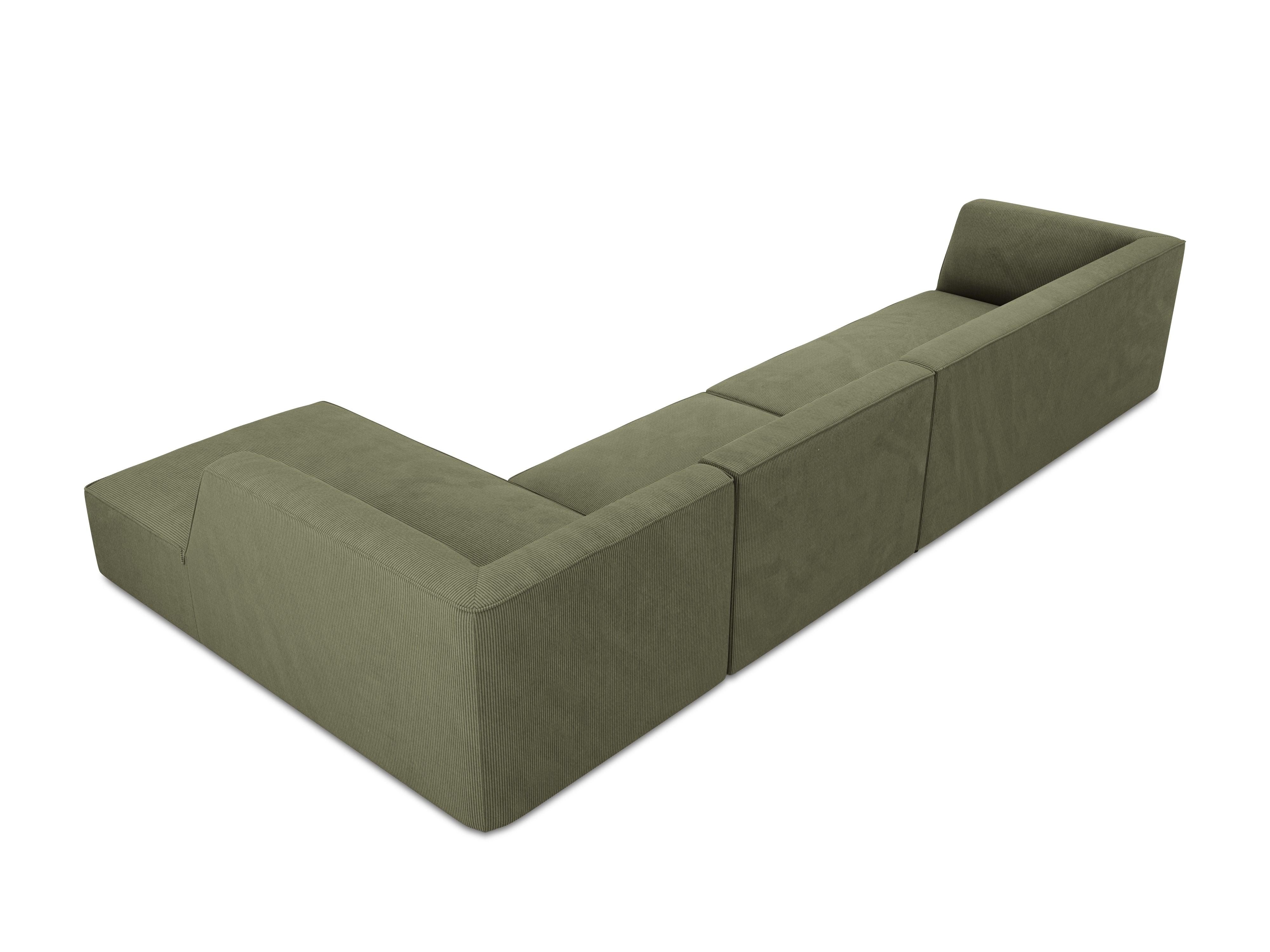 Narożnik sztruksowy 5-osobowy prawostronny RUBY zielony Micadoni Eye on Design