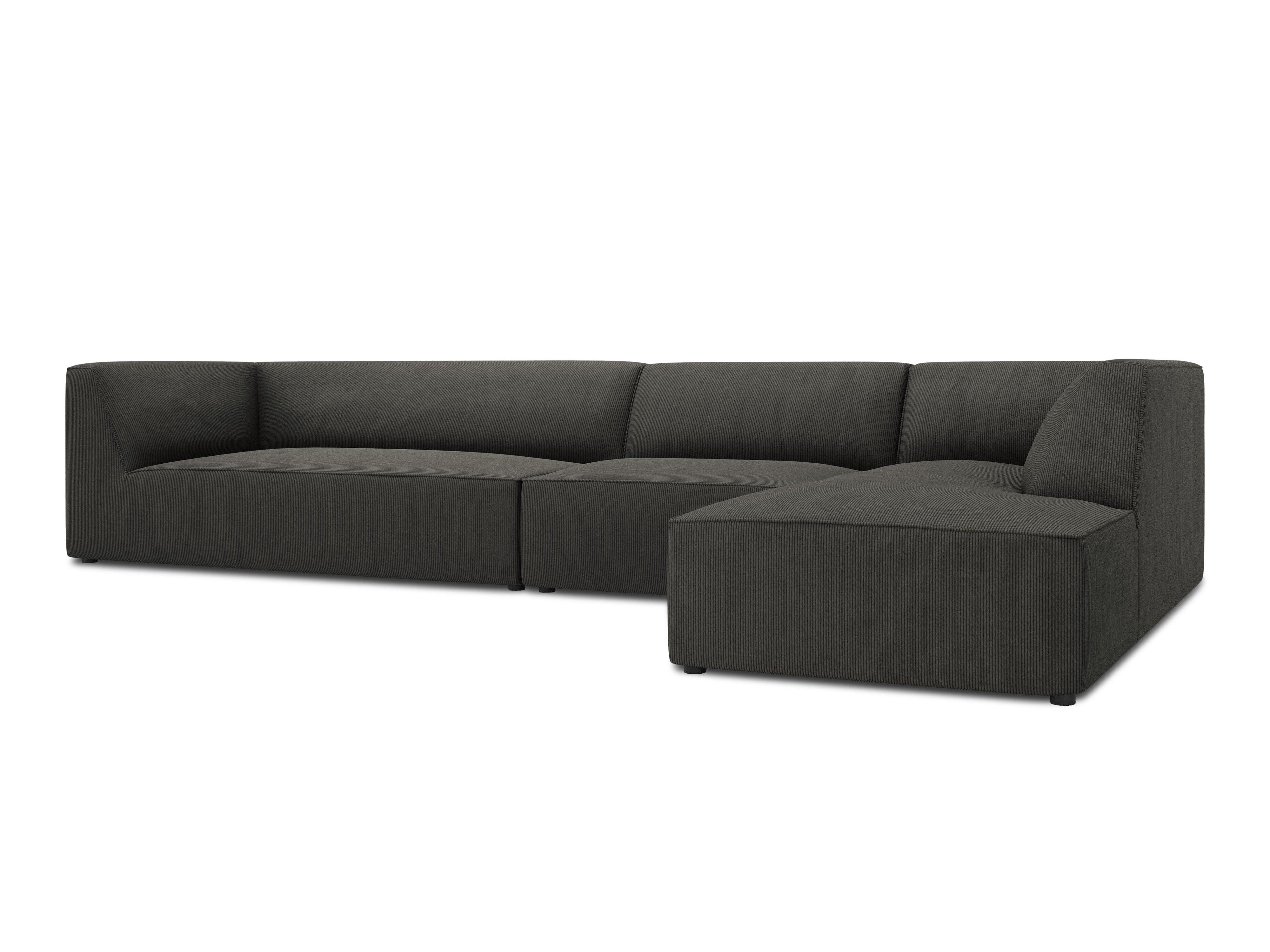 Narożnik sztruksowy 5-osobowy prawostronny RUBY ciemnoszary Micadoni Eye on Design