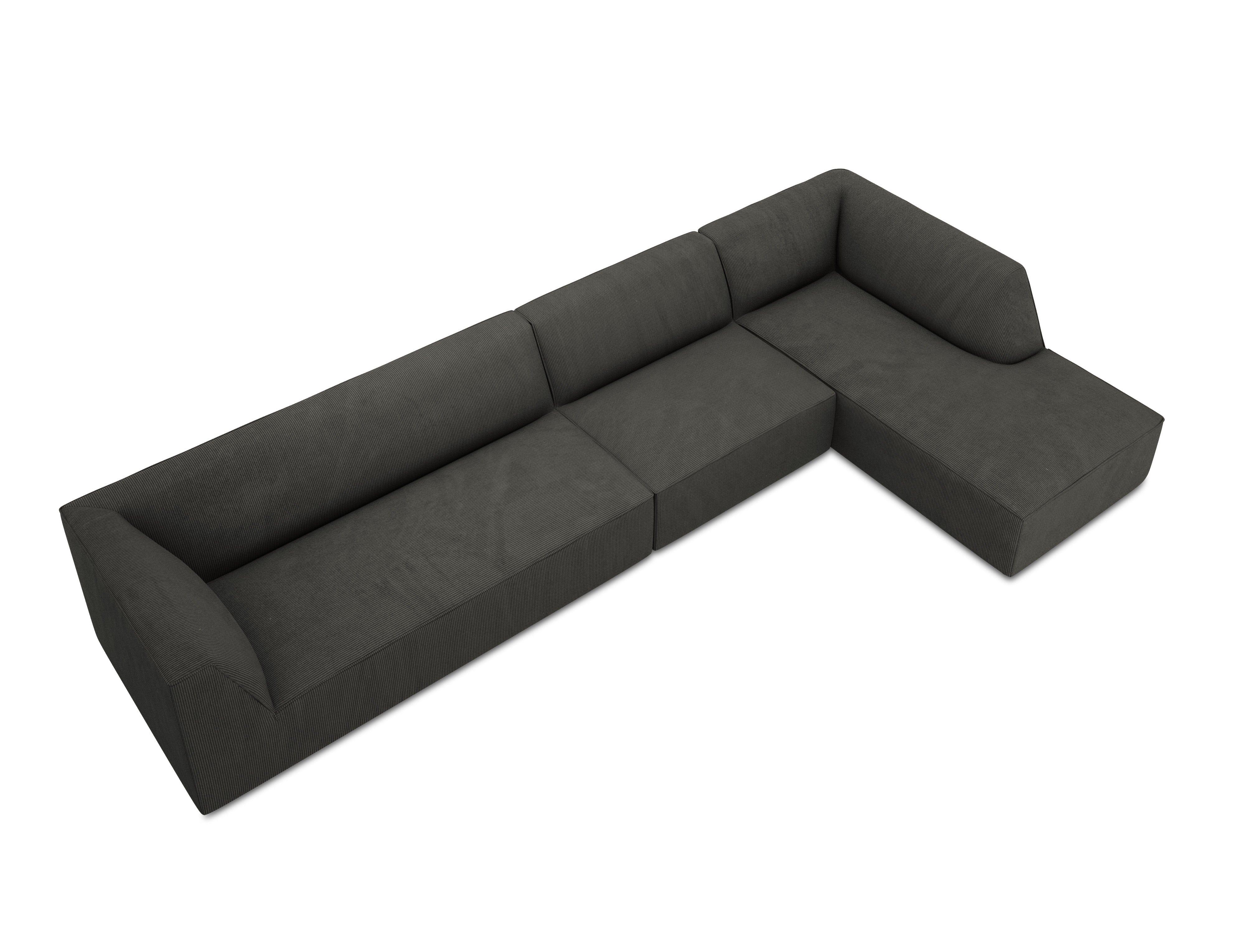 Narożnik sztruksowy 5-osobowy prawostronny RUBY ciemnoszary Micadoni Eye on Design