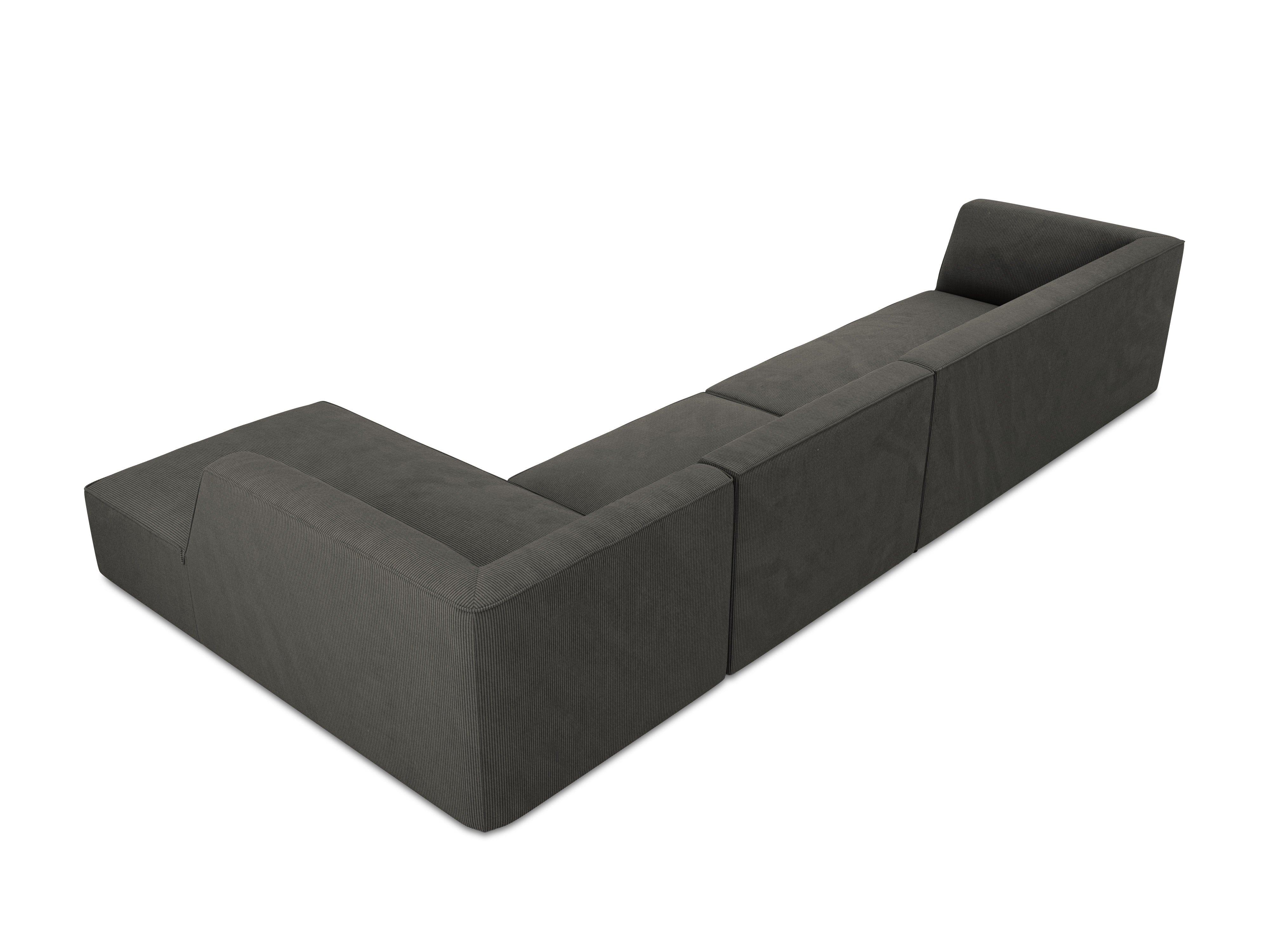 Narożnik sztruksowy 5-osobowy prawostronny RUBY ciemnoszary Micadoni Eye on Design