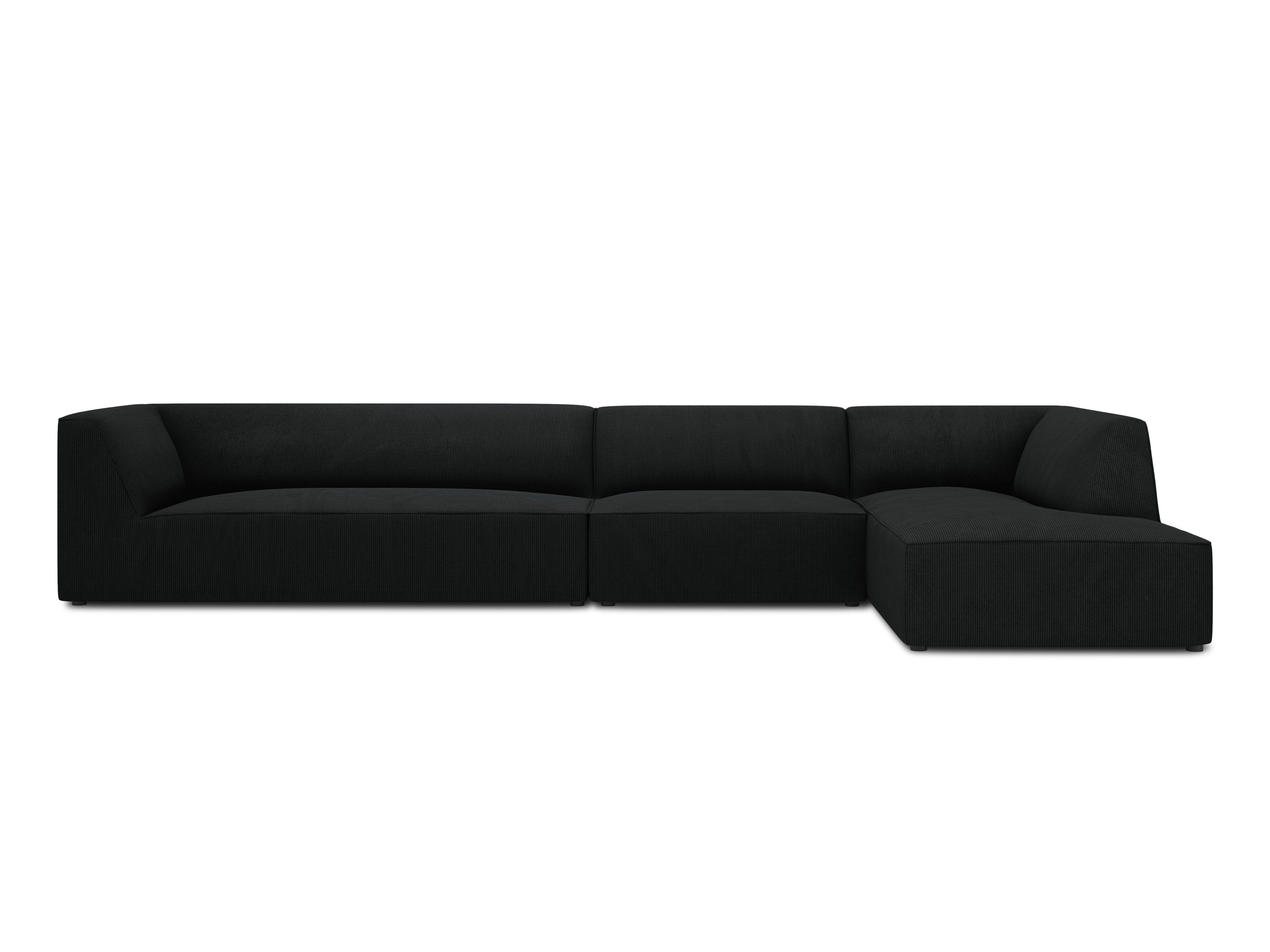 Narożnik sztruksowy 5-osobowy prawostronny RUBY czarny Micadoni Eye on Design