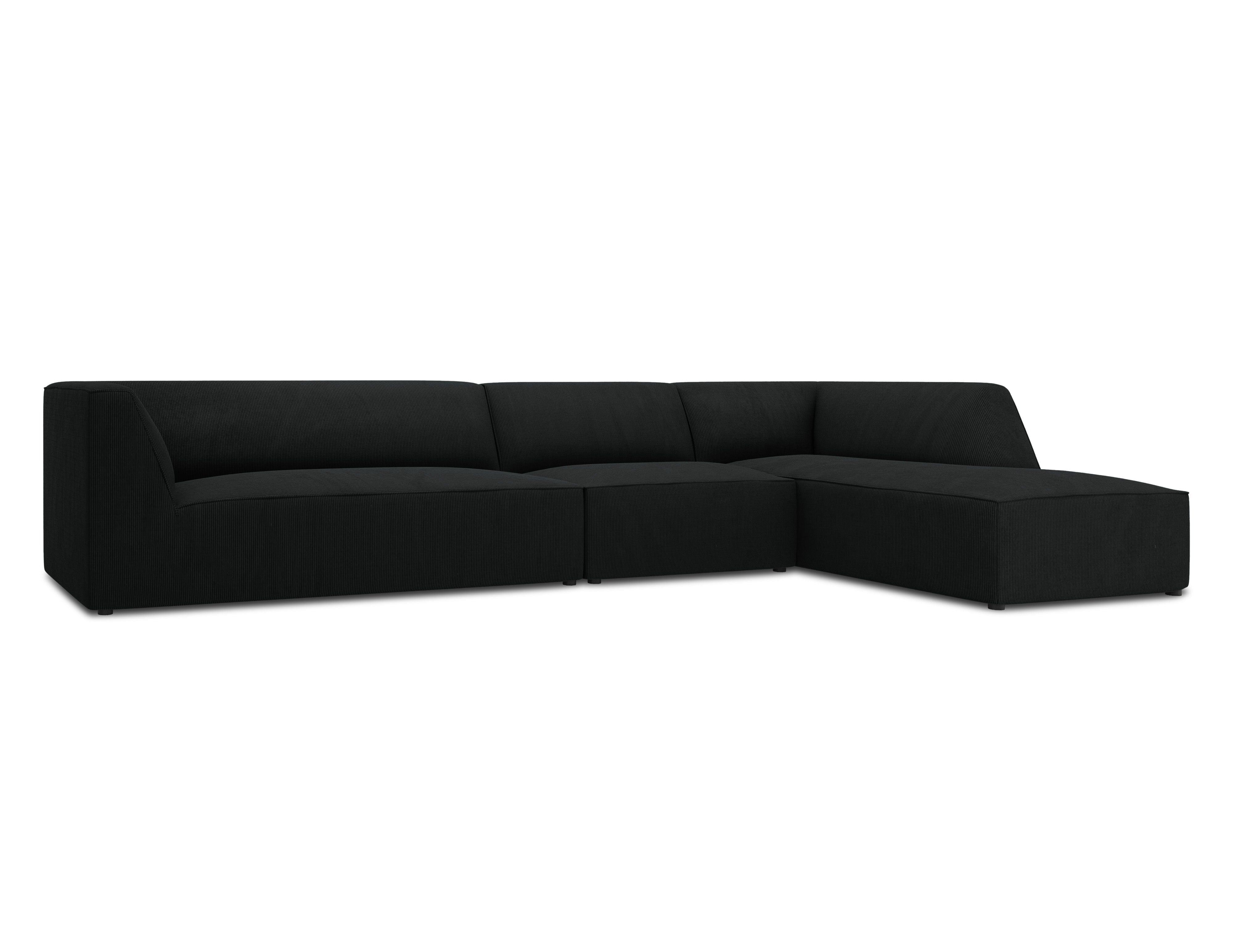 Narożnik sztruksowy 5-osobowy prawostronny RUBY czarny Micadoni Eye on Design