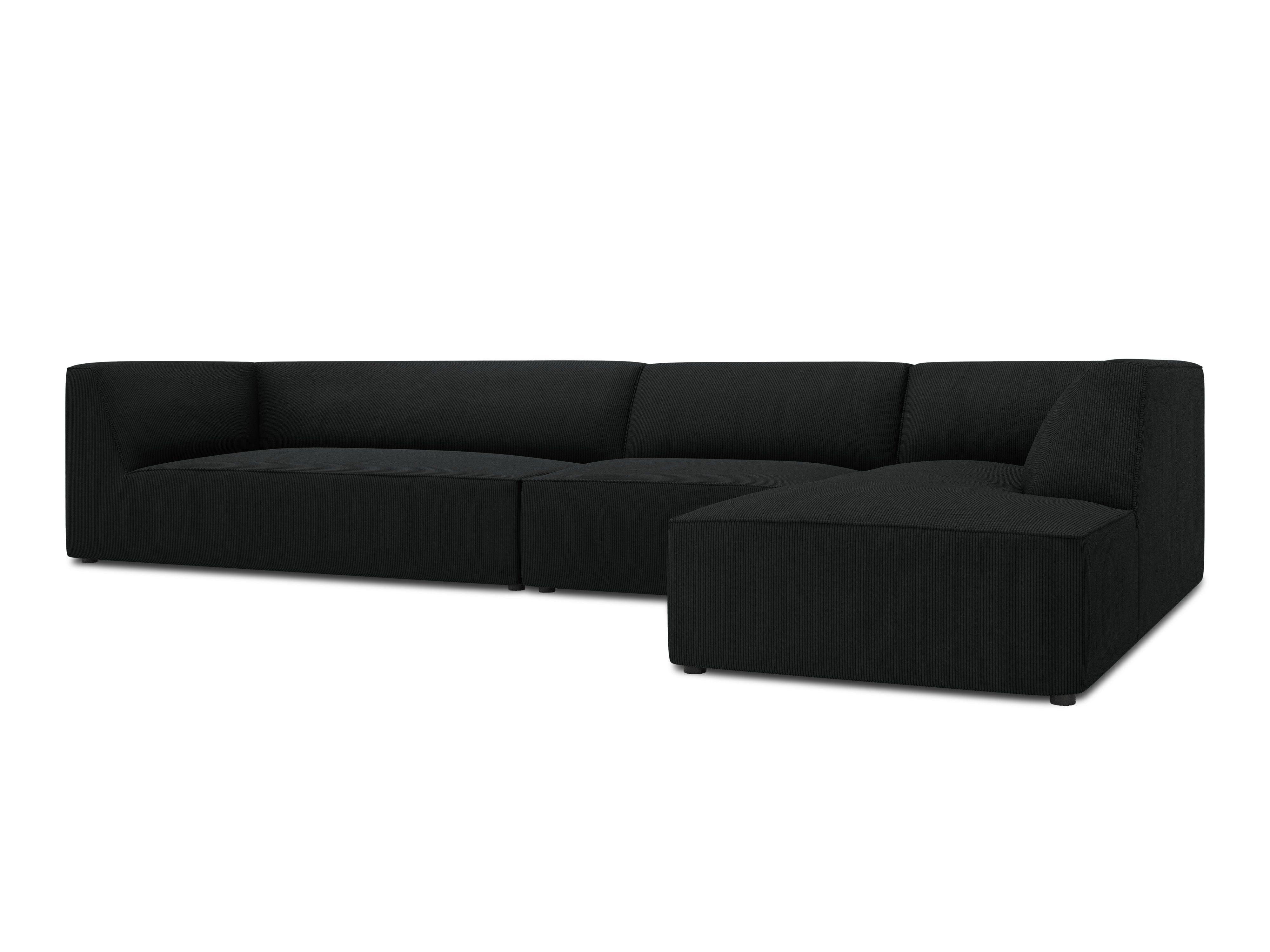 Narożnik sztruksowy 5-osobowy prawostronny RUBY czarny Micadoni Eye on Design