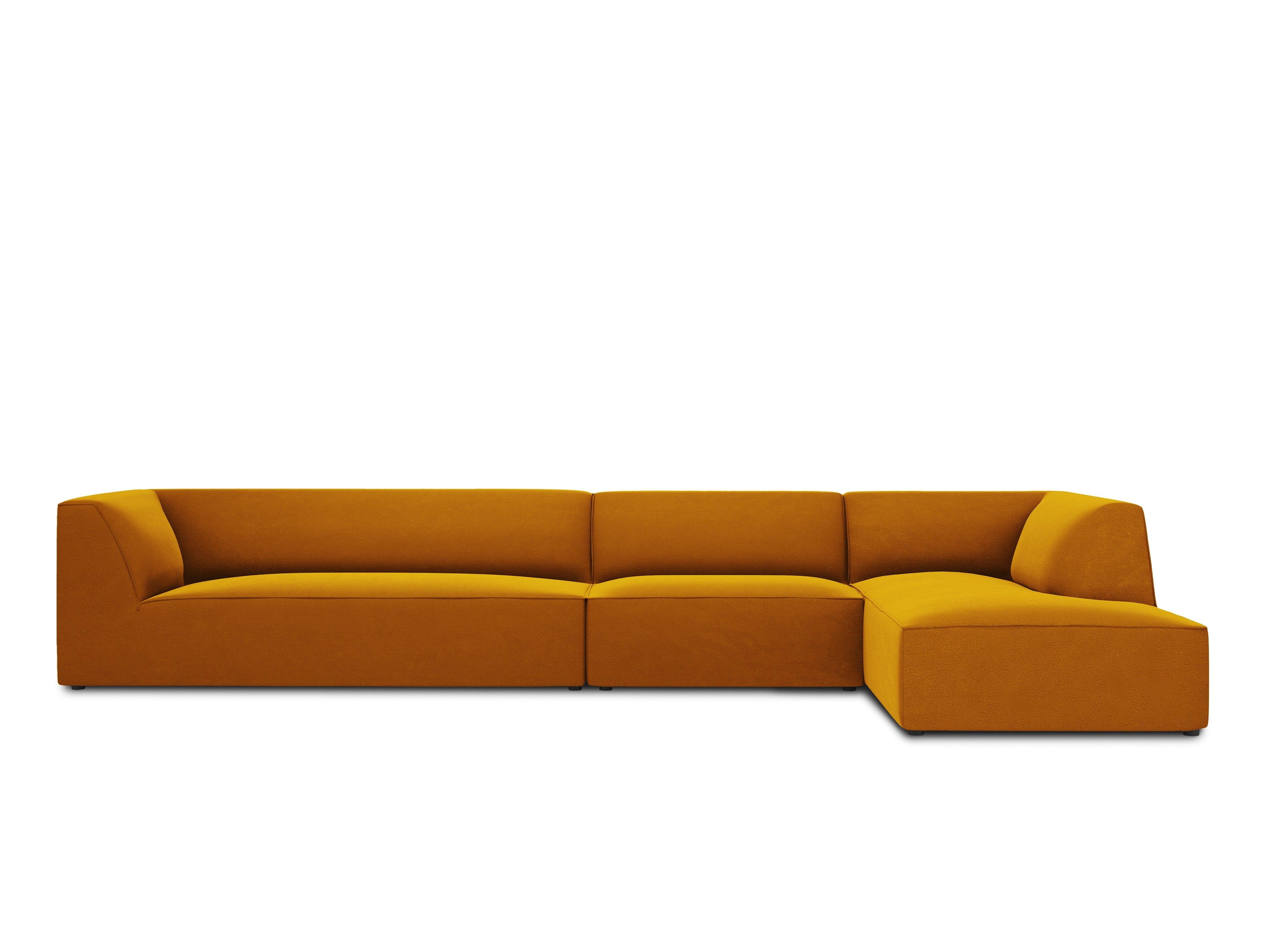 Narożnik aksamitny 5-osobowy prawostronny RUBY żółty Micadoni Eye on Design
