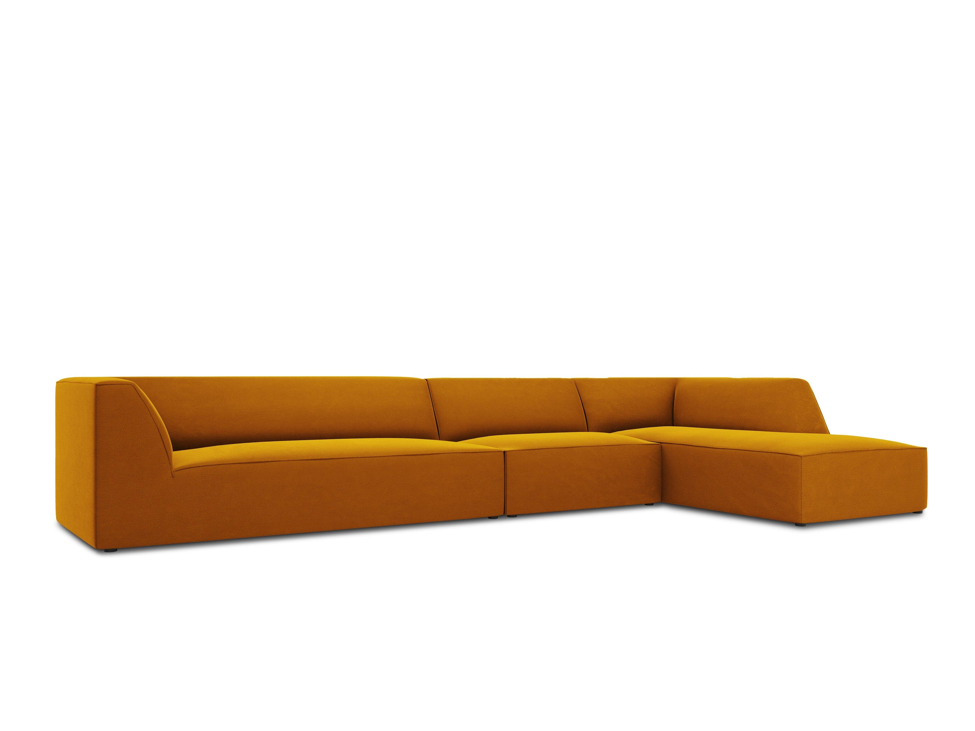 Narożnik aksamitny 5-osobowy prawostronny RUBY żółty Micadoni Eye on Design