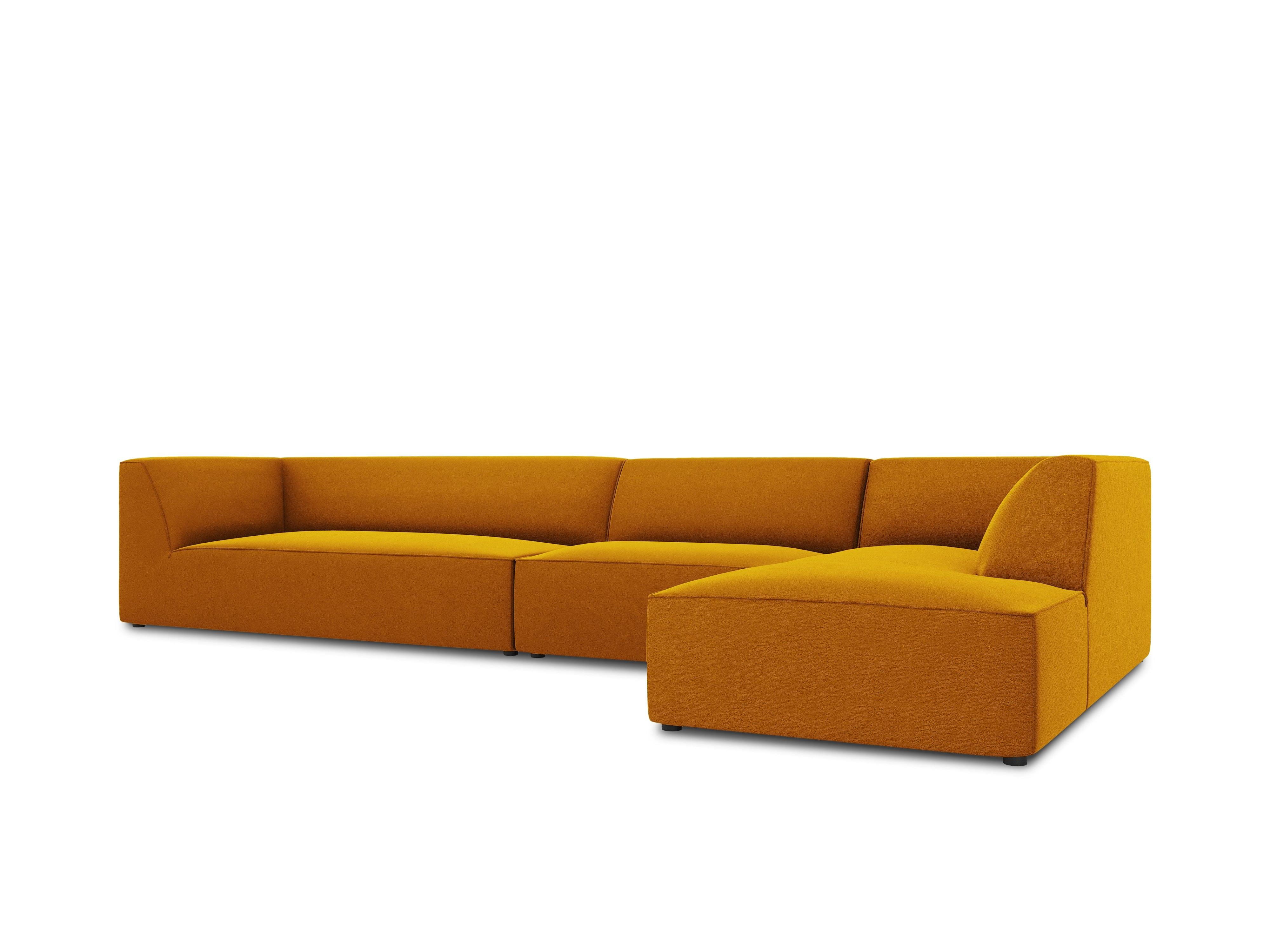Narożnik aksamitny 5-osobowy prawostronny RUBY żółty Micadoni Eye on Design