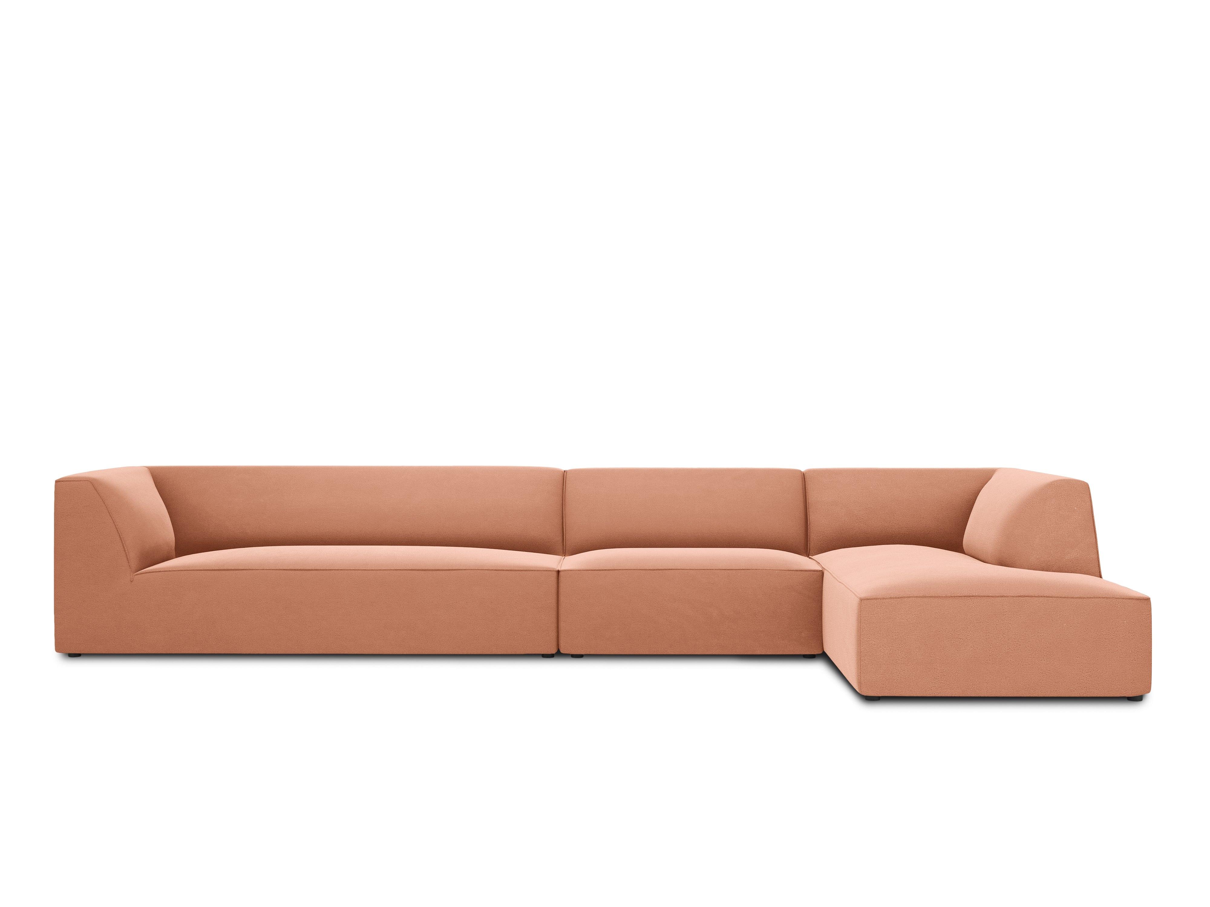 Narożnik aksamitny 5-osobowy prawostronny RUBY łososiowy Micadoni Eye on Design