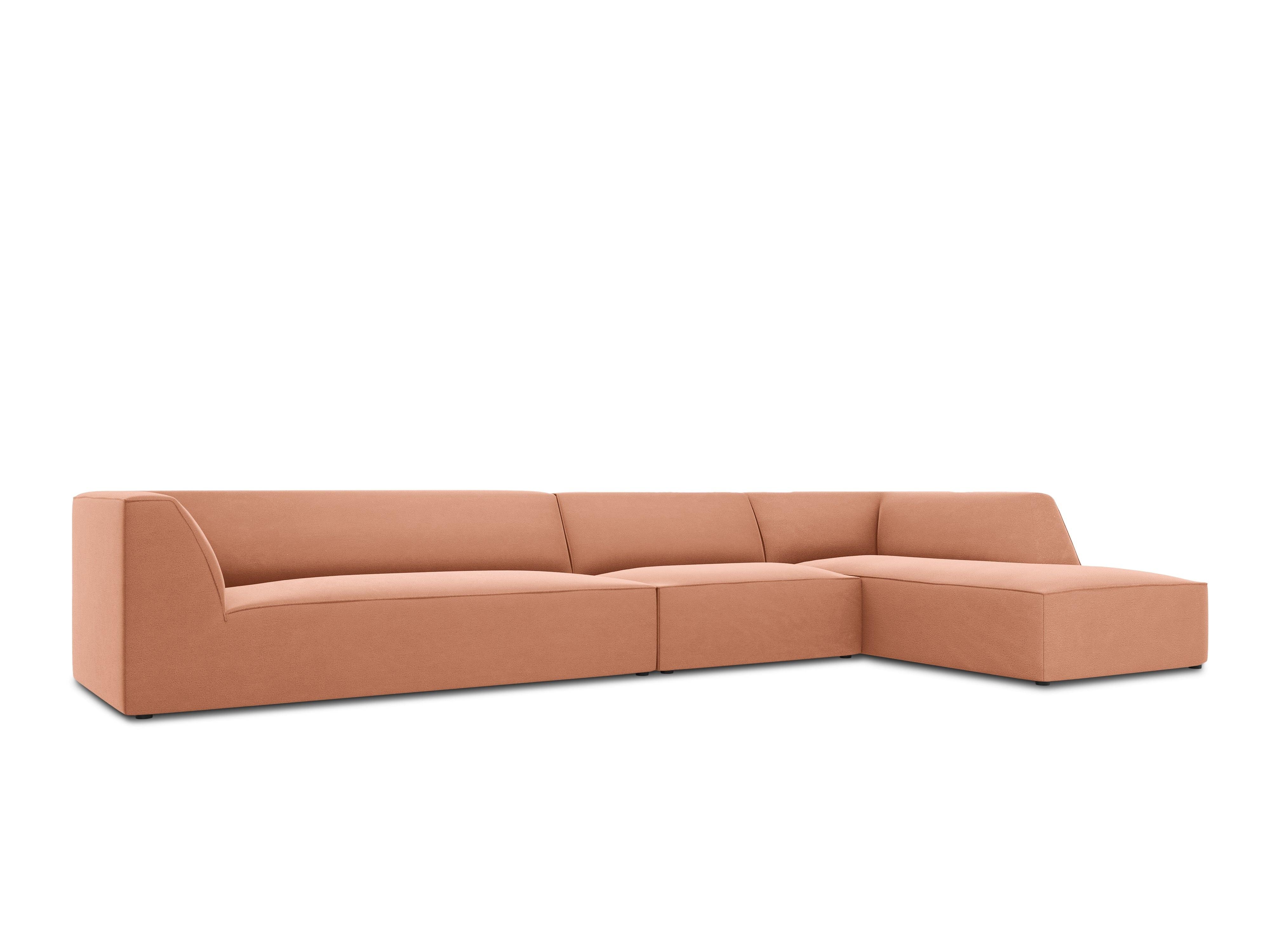 Narożnik aksamitny 5-osobowy prawostronny RUBY łososiowy Micadoni Eye on Design