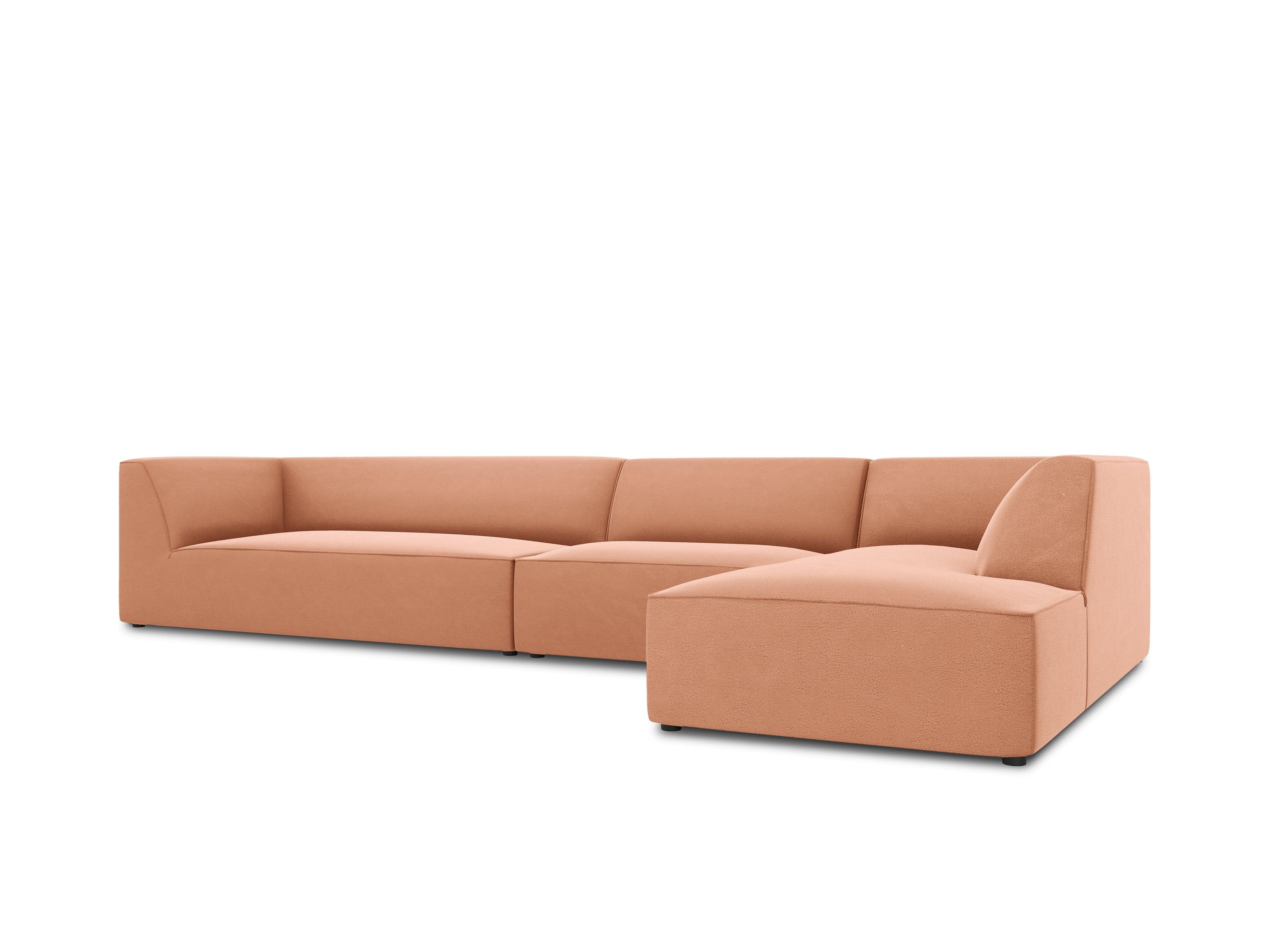 Narożnik aksamitny 5-osobowy prawostronny RUBY łososiowy Micadoni Eye on Design