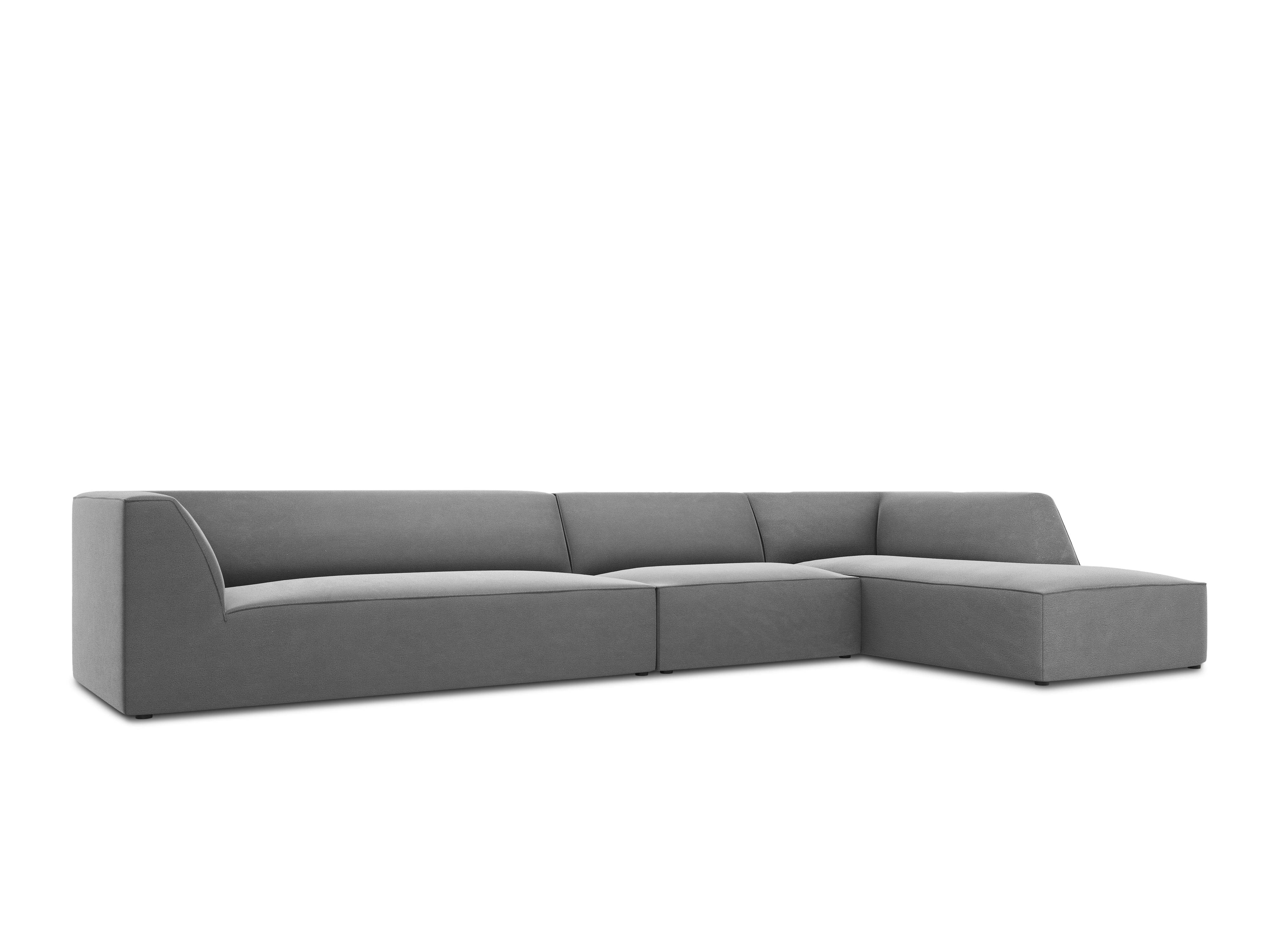 Narożnik aksamitny 5-osobowy prawostronny RUBY jasnoszary Micadoni Eye on Design