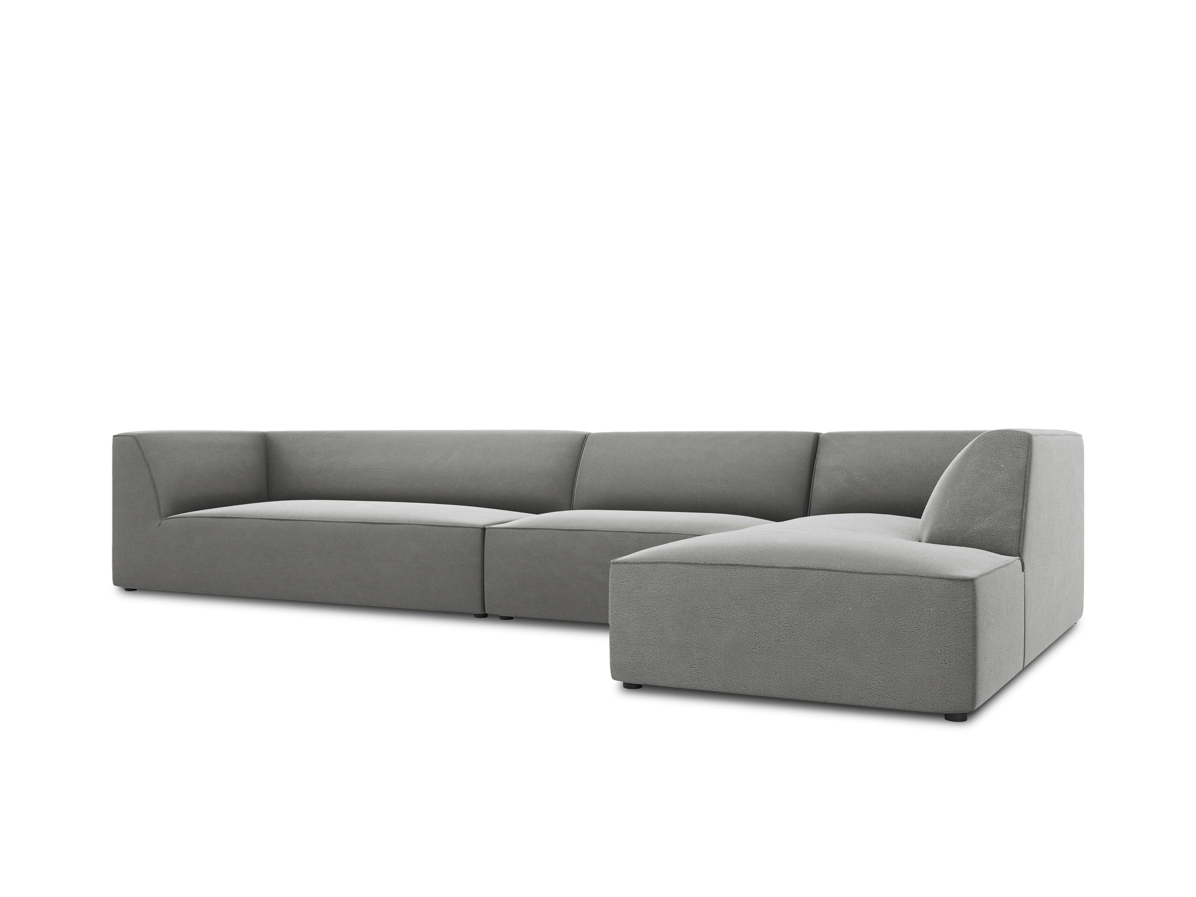 Narożnik aksamitny 5-osobowy prawostronny RUBY jasnoszary Micadoni Eye on Design