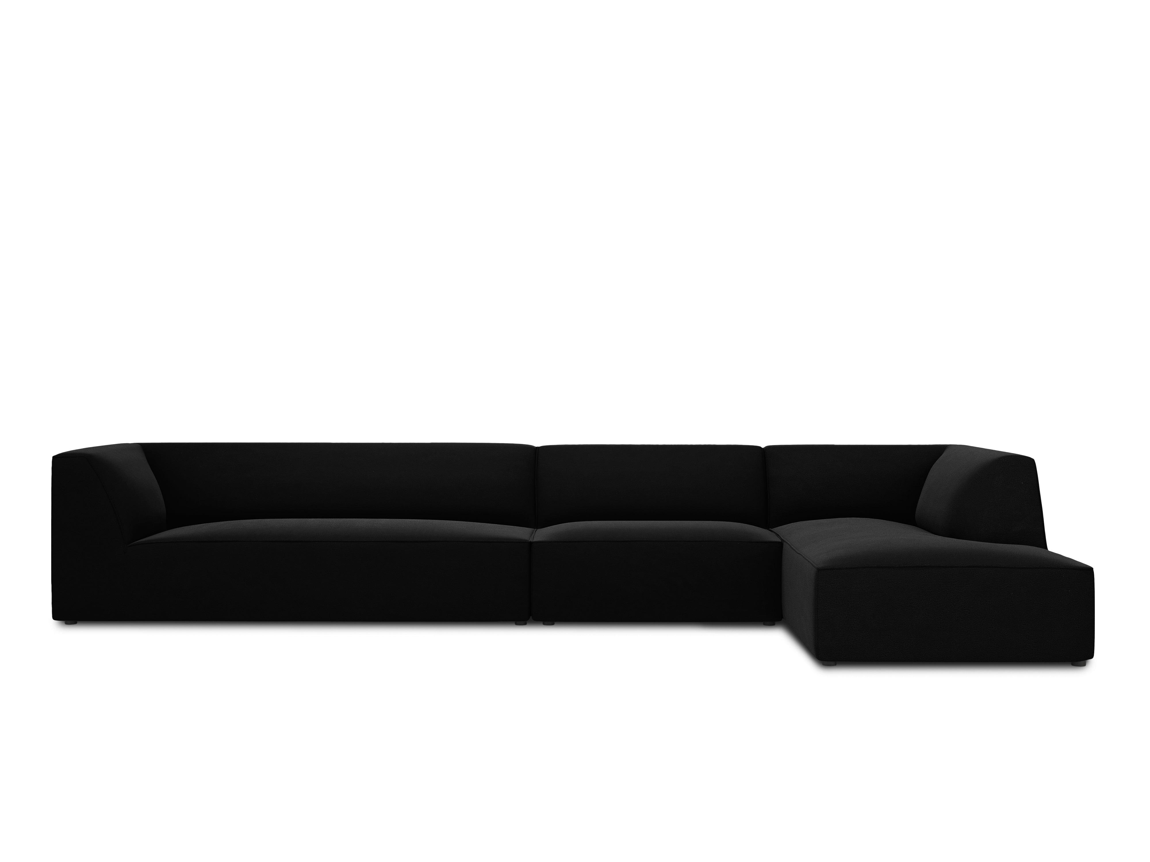 Narożnik aksamitny 5-osobowy prawostronny RUBY czarny Micadoni Eye on Design