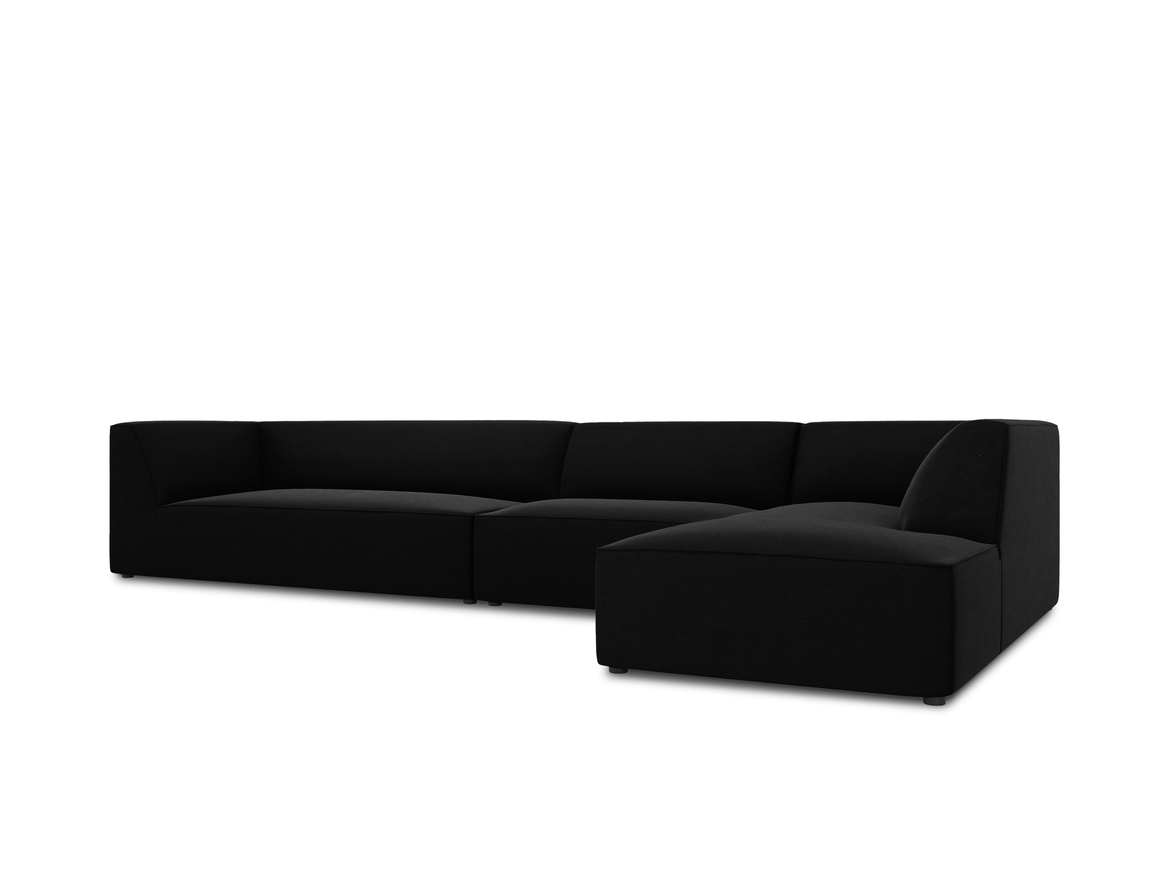 Narożnik aksamitny 5-osobowy prawostronny RUBY czarny Micadoni Eye on Design