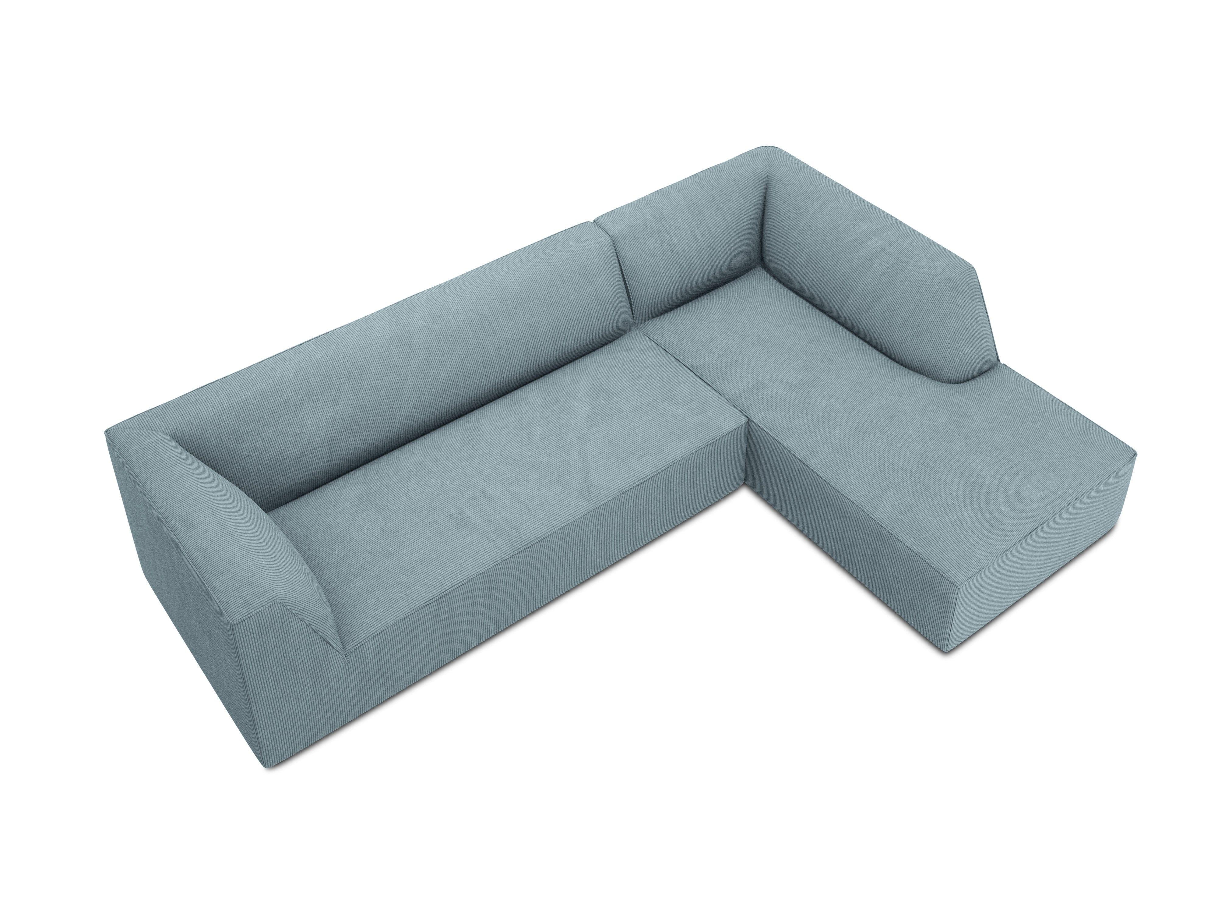 Narożnik sztruksowy 4-osobowy prawostronny RUBY jasnoniebieski Micadoni Eye on Design