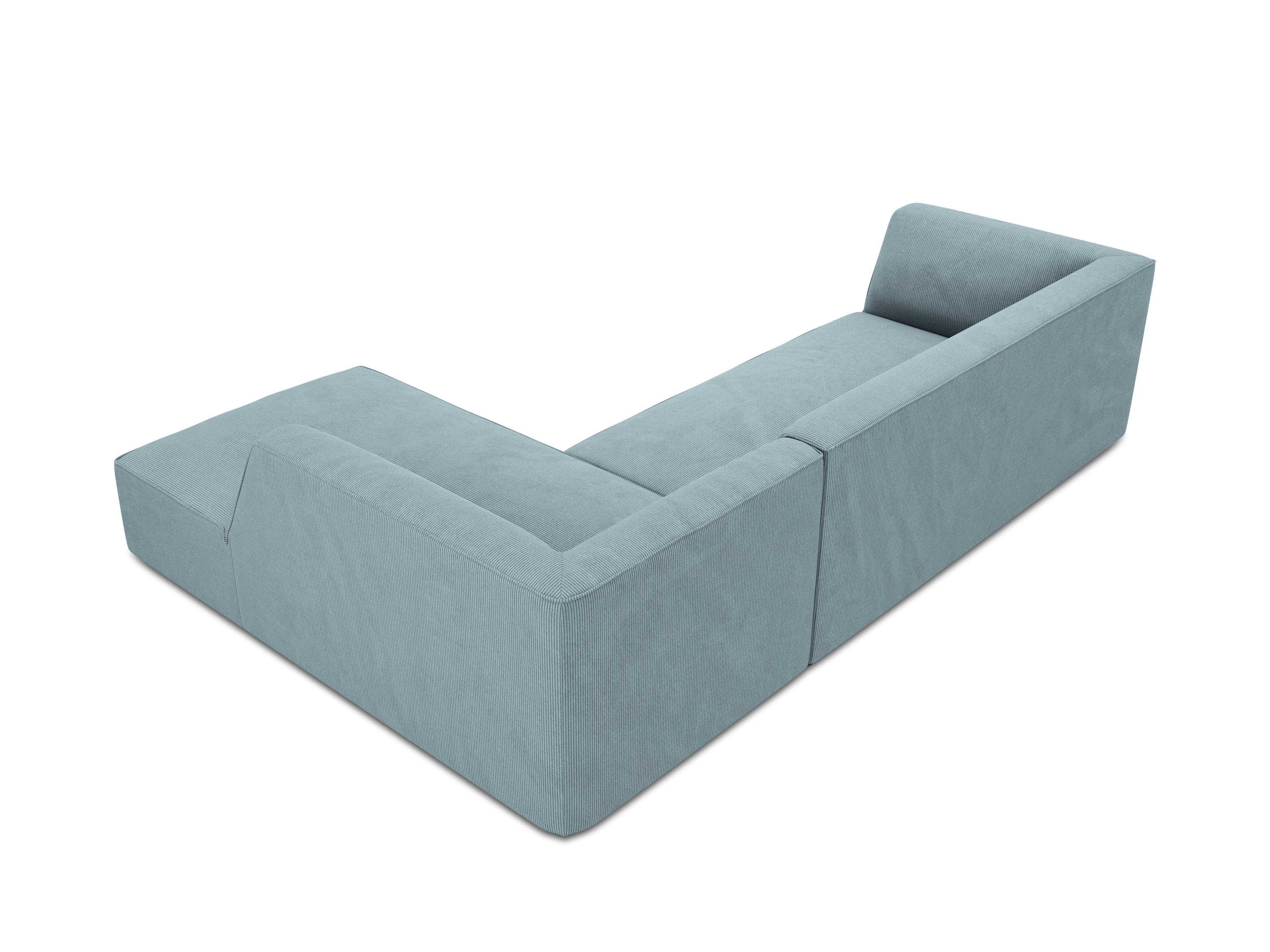 Narożnik sztruksowy 4-osobowy prawostronny RUBY jasnoniebieski Micadoni Eye on Design
