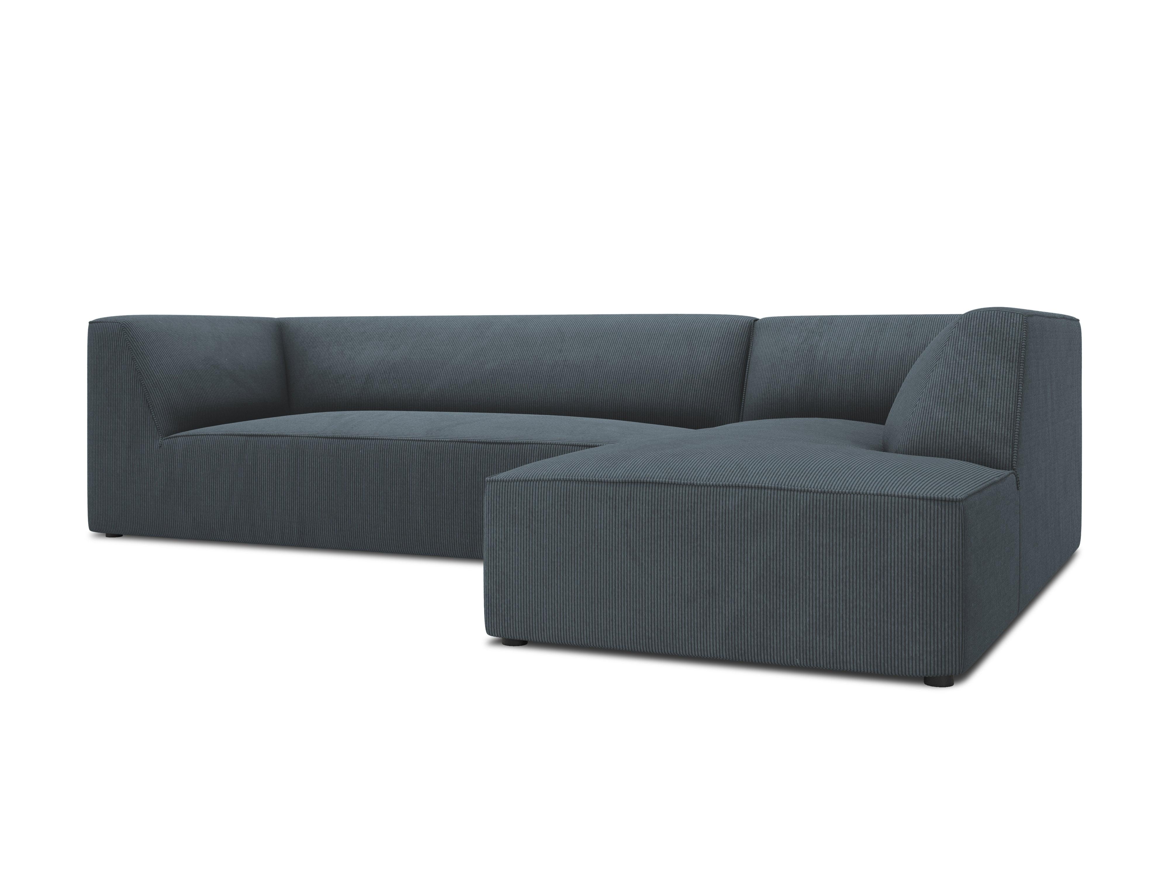 Narożnik sztruksowy 4-osobowy prawostronny RUBY niebieski Micadoni Eye on Design