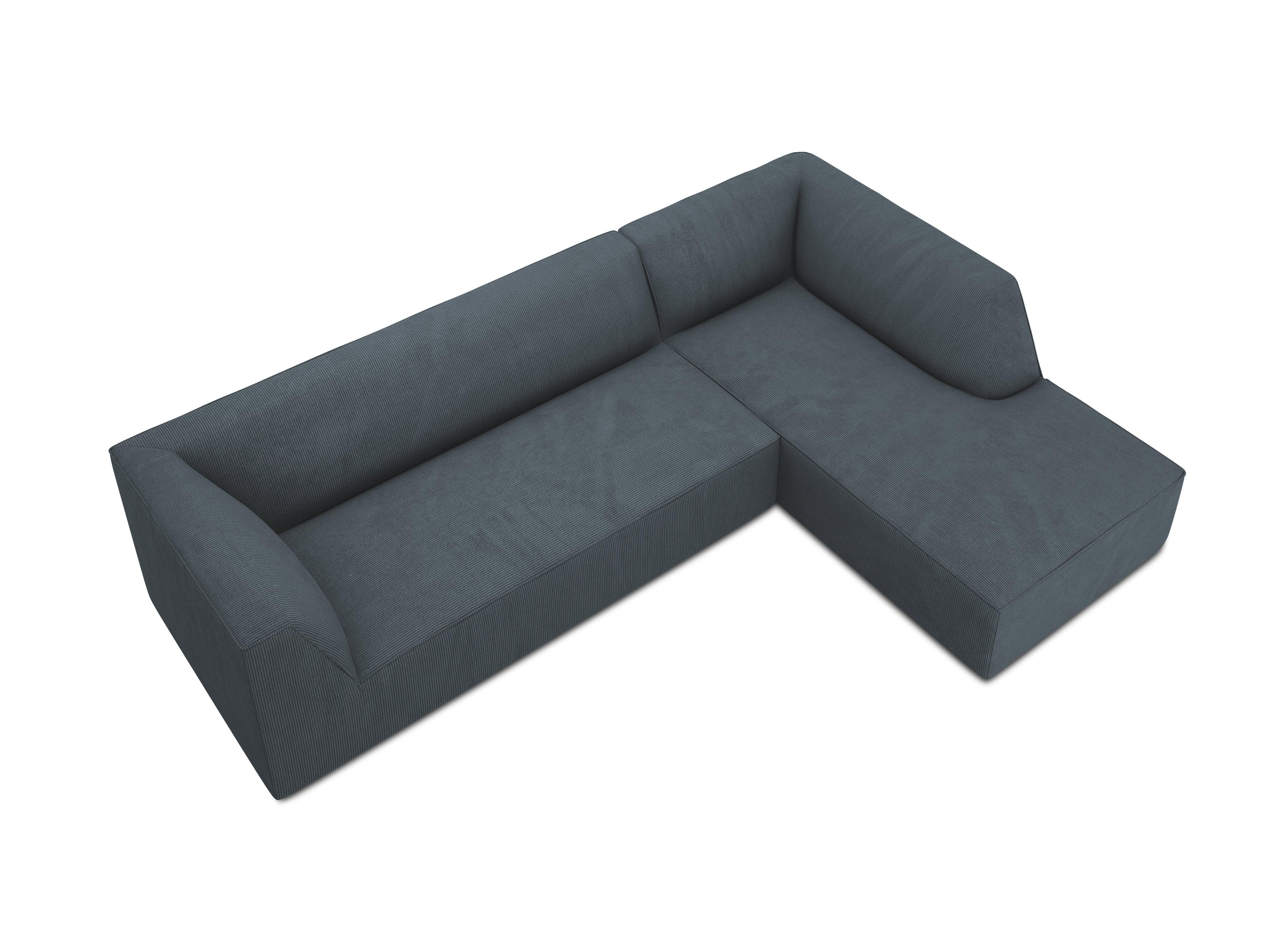 Narożnik sztruksowy 4-osobowy prawostronny RUBY niebieski Micadoni Eye on Design