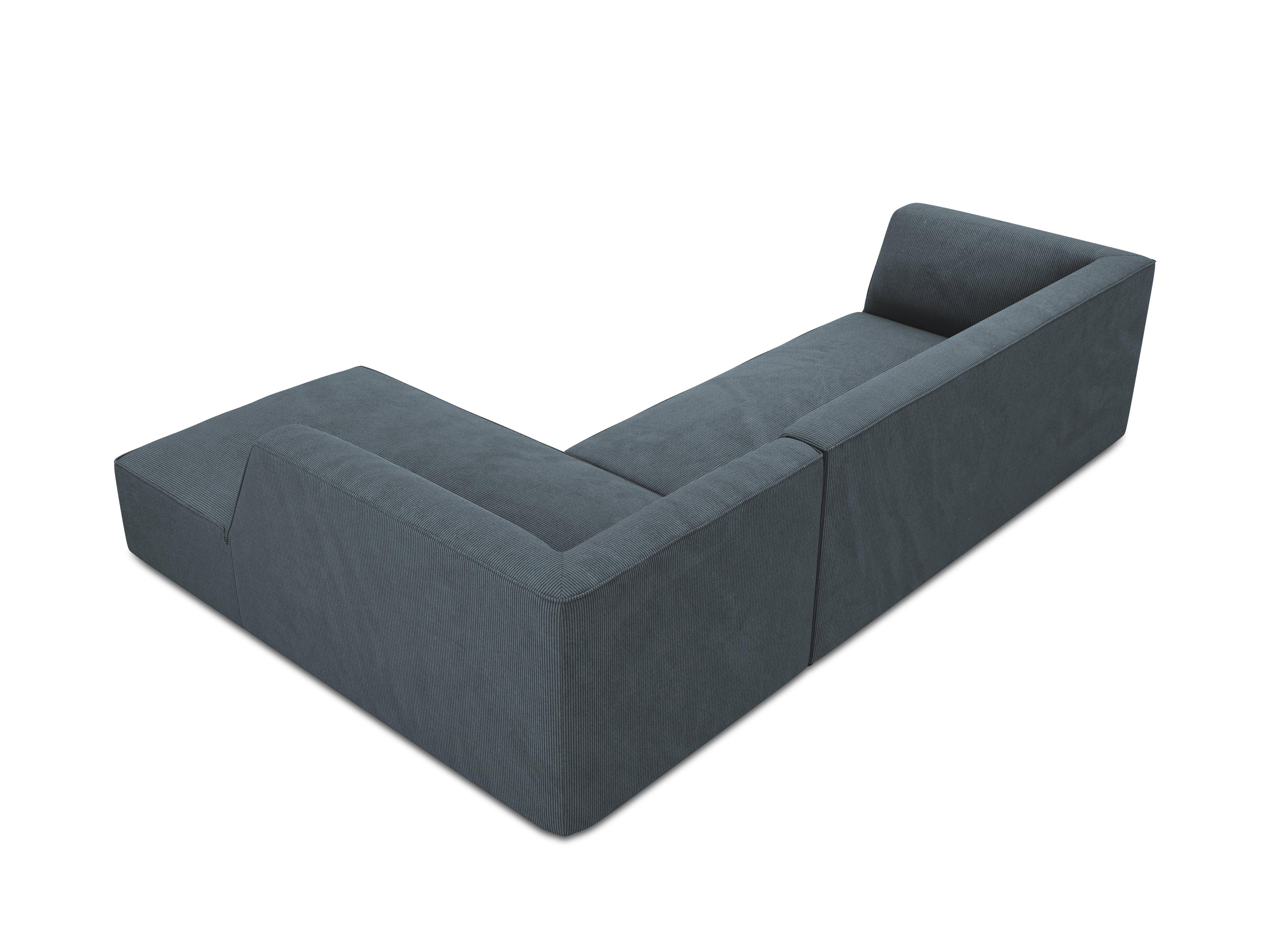Narożnik sztruksowy 4-osobowy prawostronny RUBY niebieski Micadoni Eye on Design