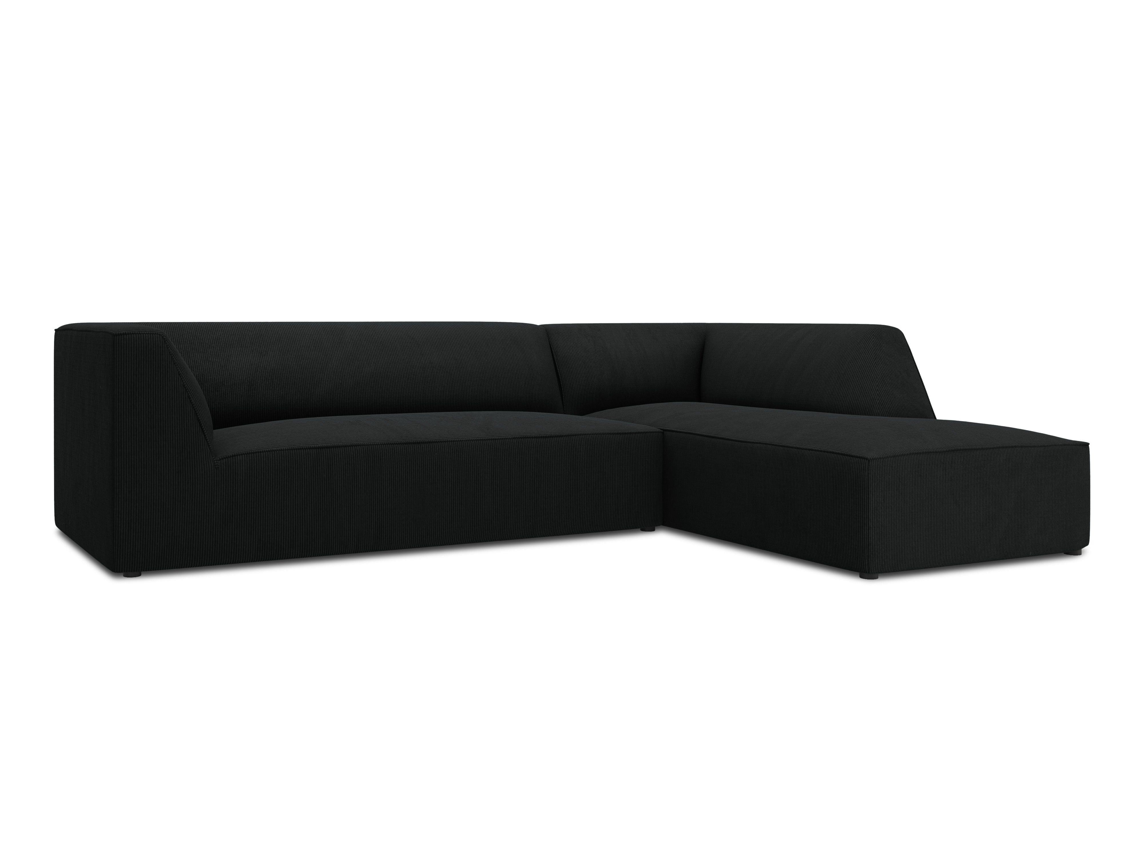 Narożnik sztruksowy 4-osobowy prawostronny RUBY czarny Micadoni Eye on Design