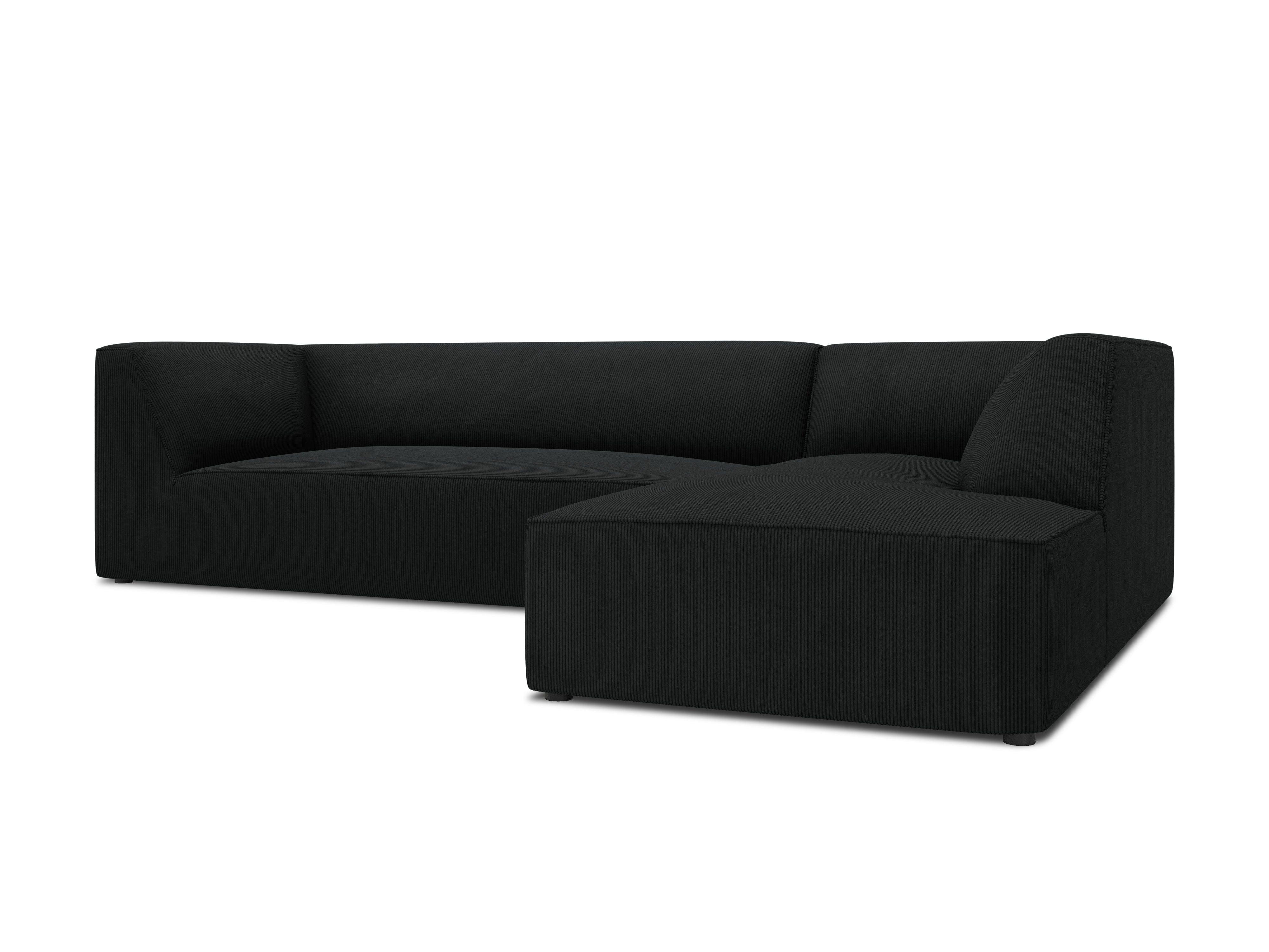 Narożnik sztruksowy 4-osobowy prawostronny RUBY czarny Micadoni Eye on Design