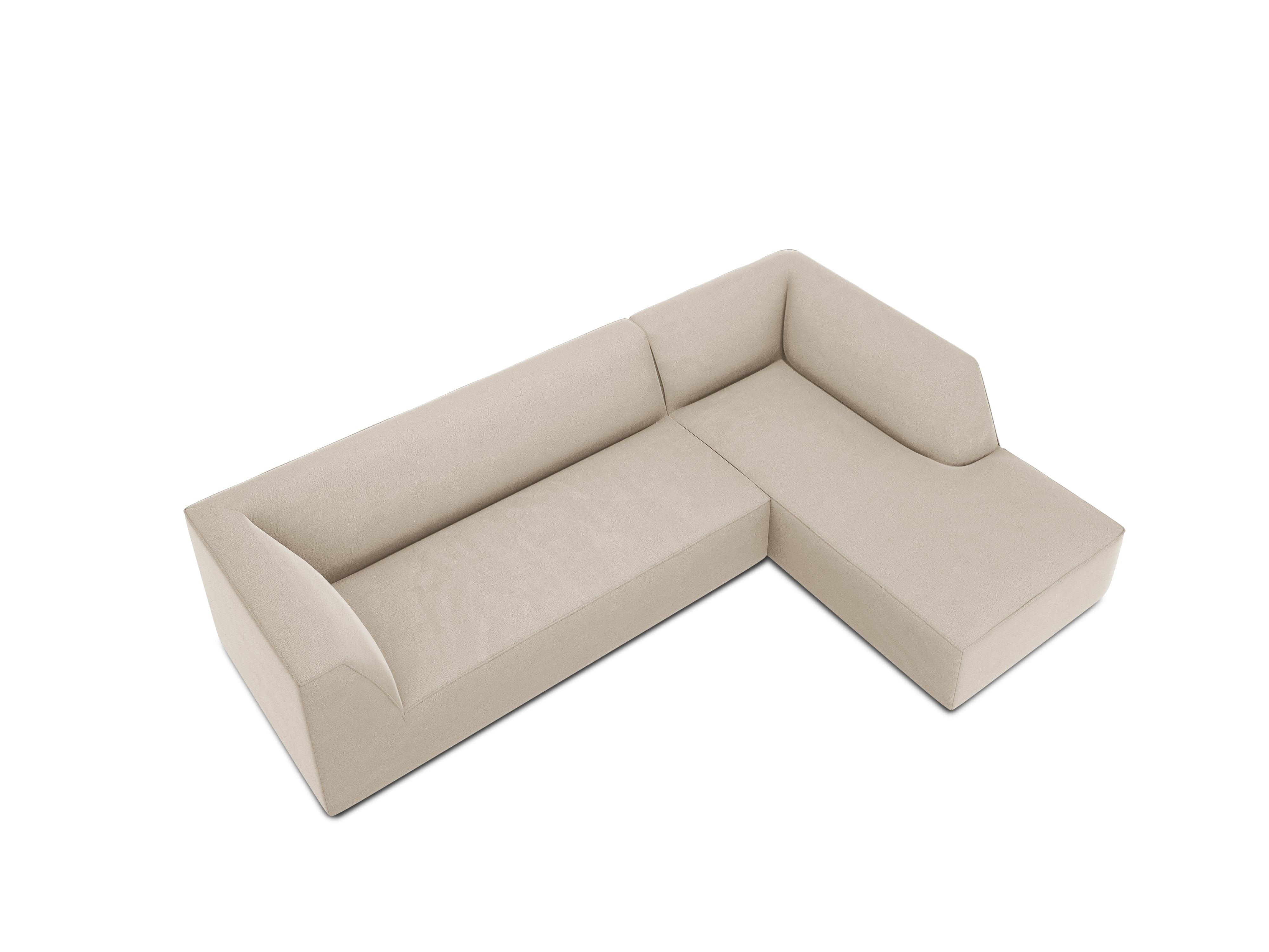 Narożnik aksamitny 4-osobowy prawostronny RUBY beżowy Micadoni Eye on Design