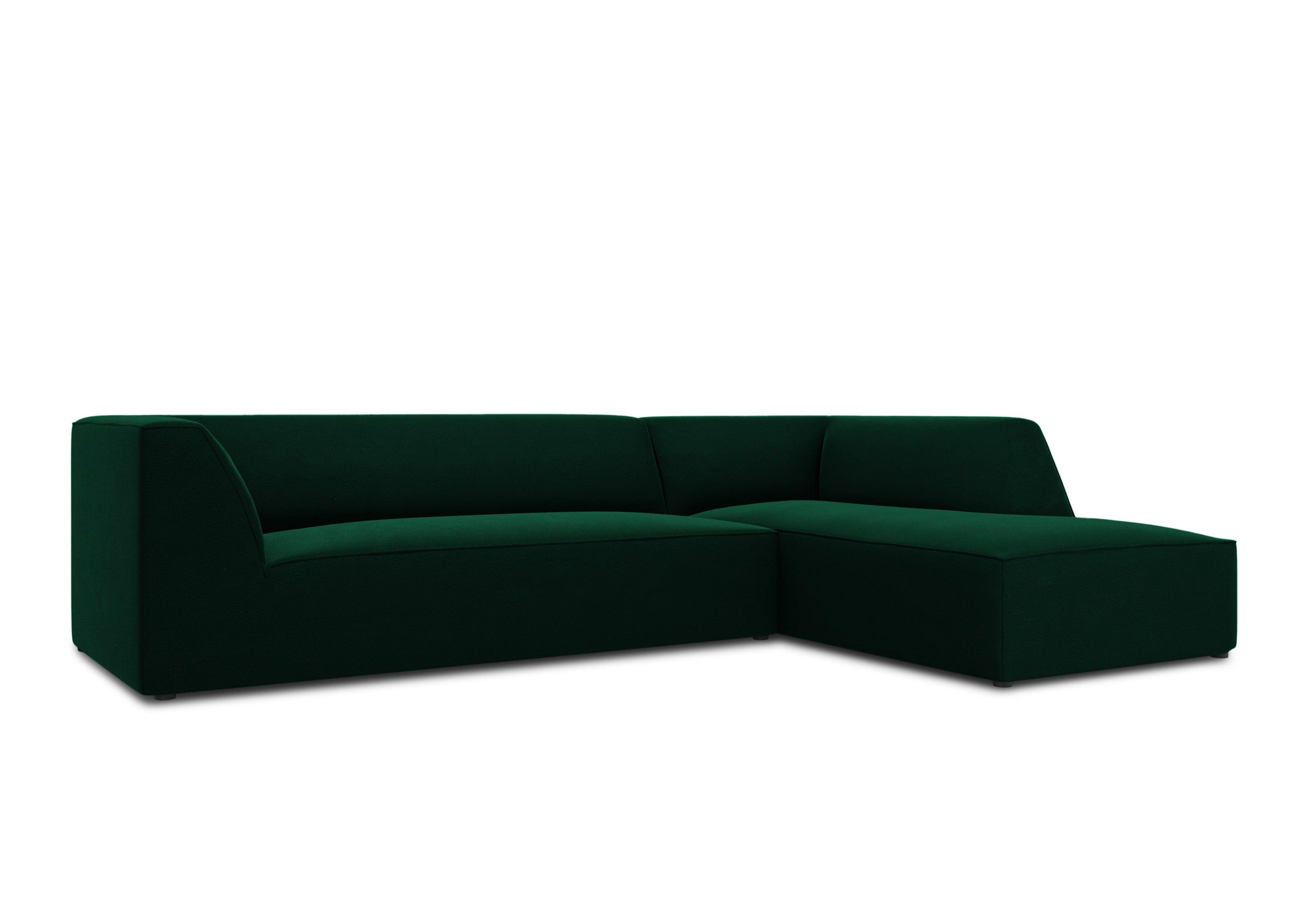 Narożnik aksamitny 4-osobowy prawostronny RUBY butelkowa zieleń Micadoni Eye on Design