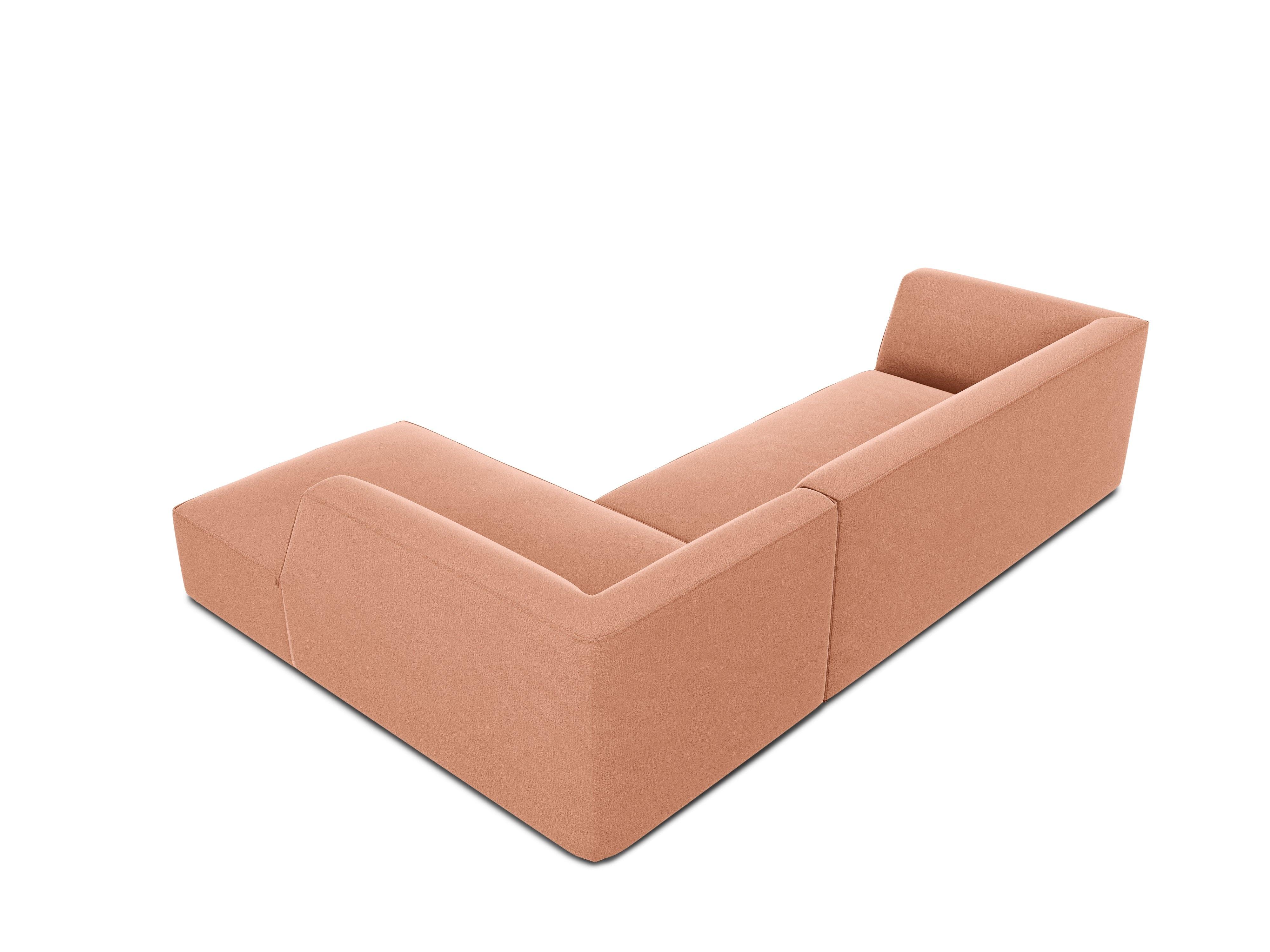 Narożnik aksamitny 4-osobowy prawostronny RUBY łososiowy Micadoni Eye on Design