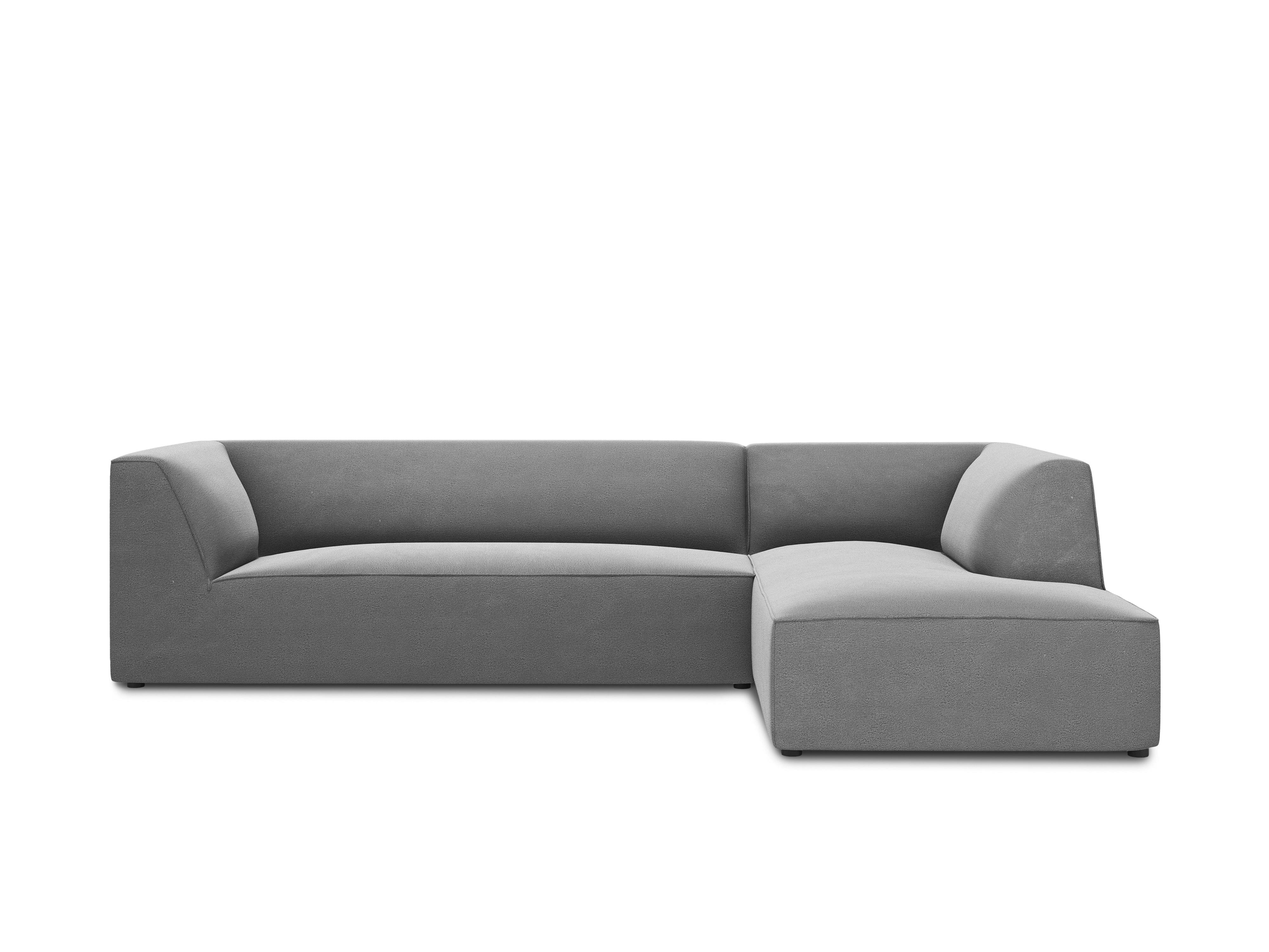 Narożnik aksamitny 4-osobowy prawostronny RUBY jasnoszary Micadoni Eye on Design