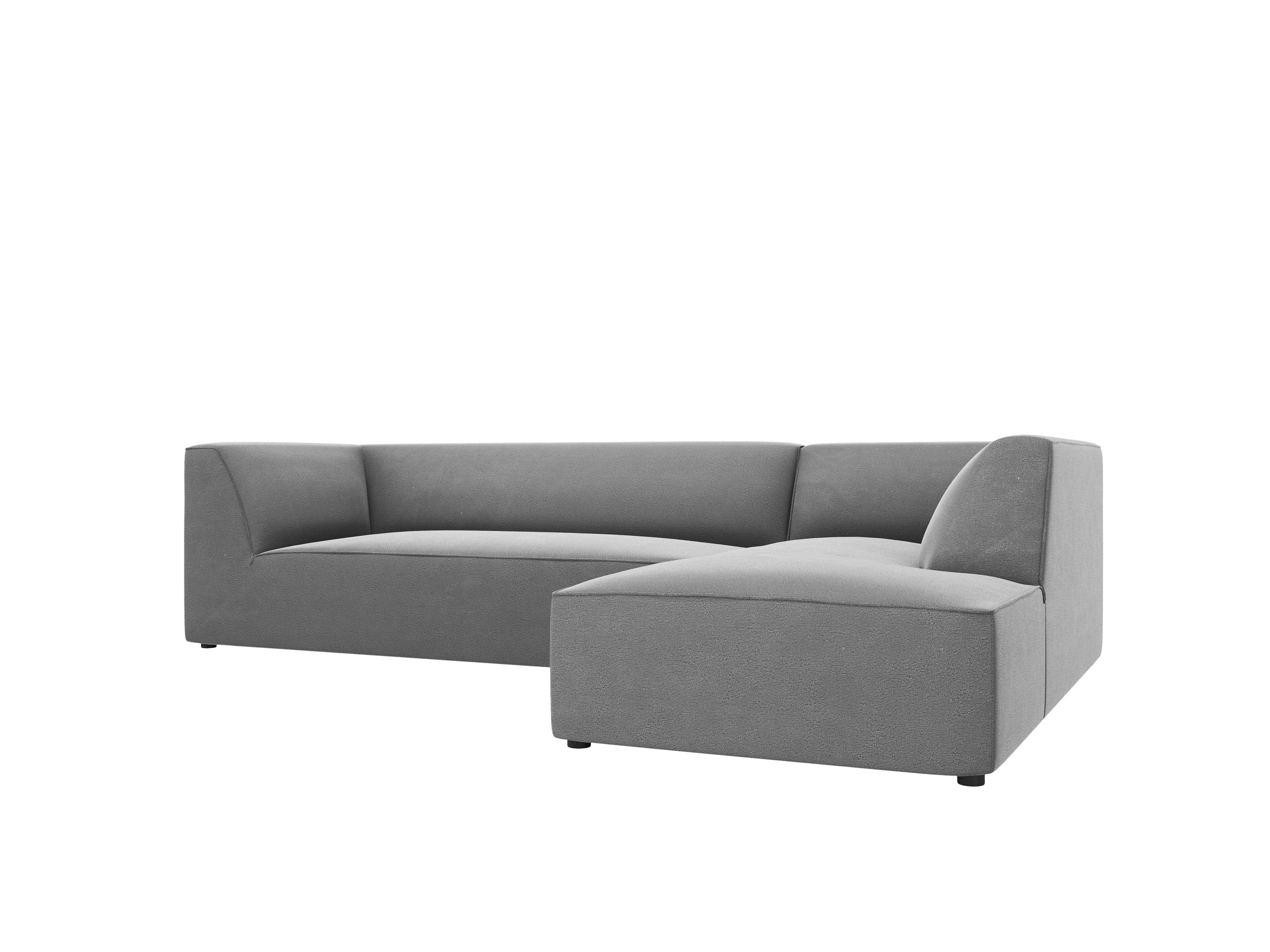 Narożnik aksamitny 4-osobowy prawostronny RUBY jasnoszary Micadoni Eye on Design