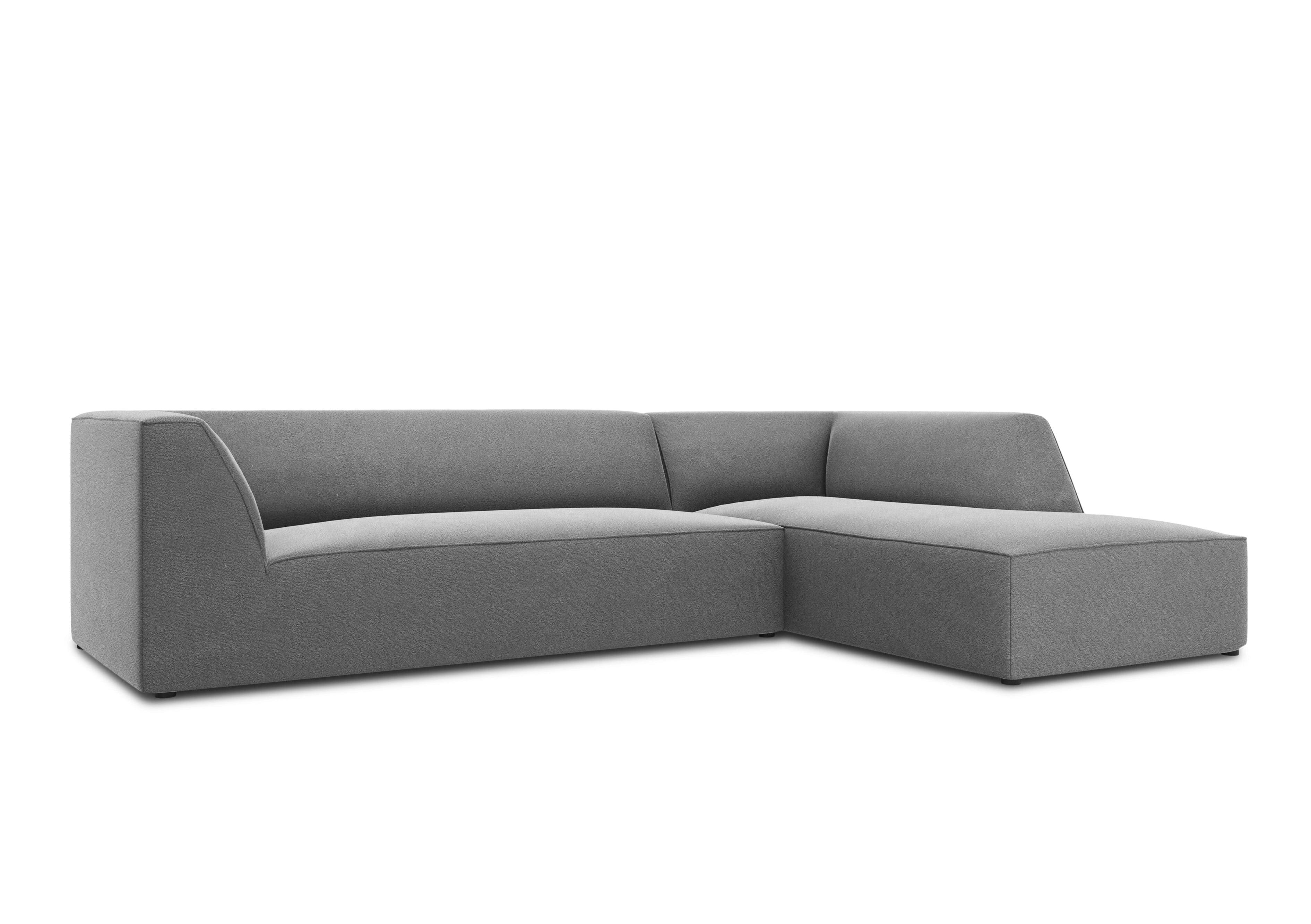 Narożnik aksamitny 4-osobowy prawostronny RUBY jasnoszary Micadoni Eye on Design
