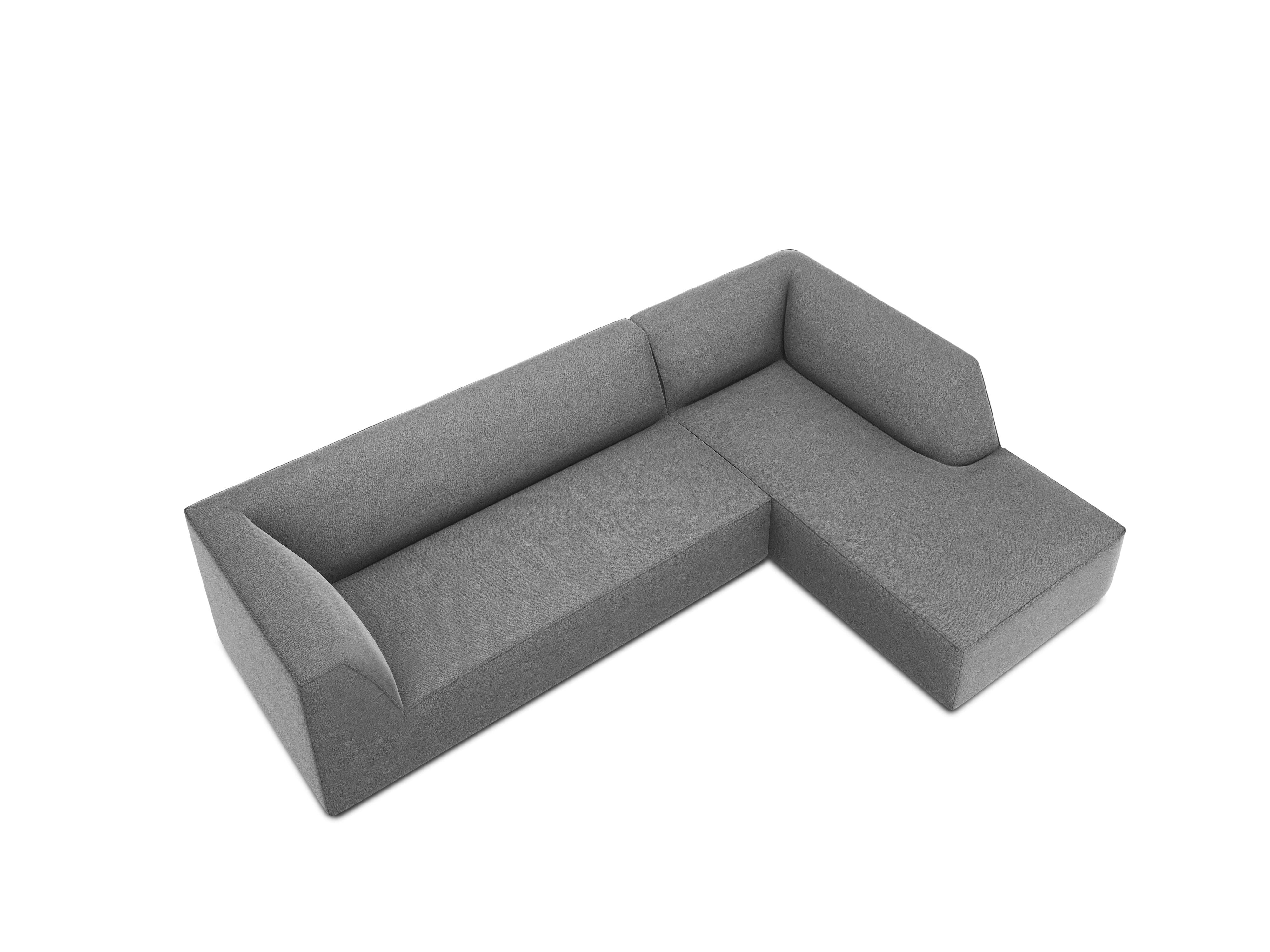 Narożnik aksamitny 4-osobowy prawostronny RUBY jasnoszary Micadoni Eye on Design