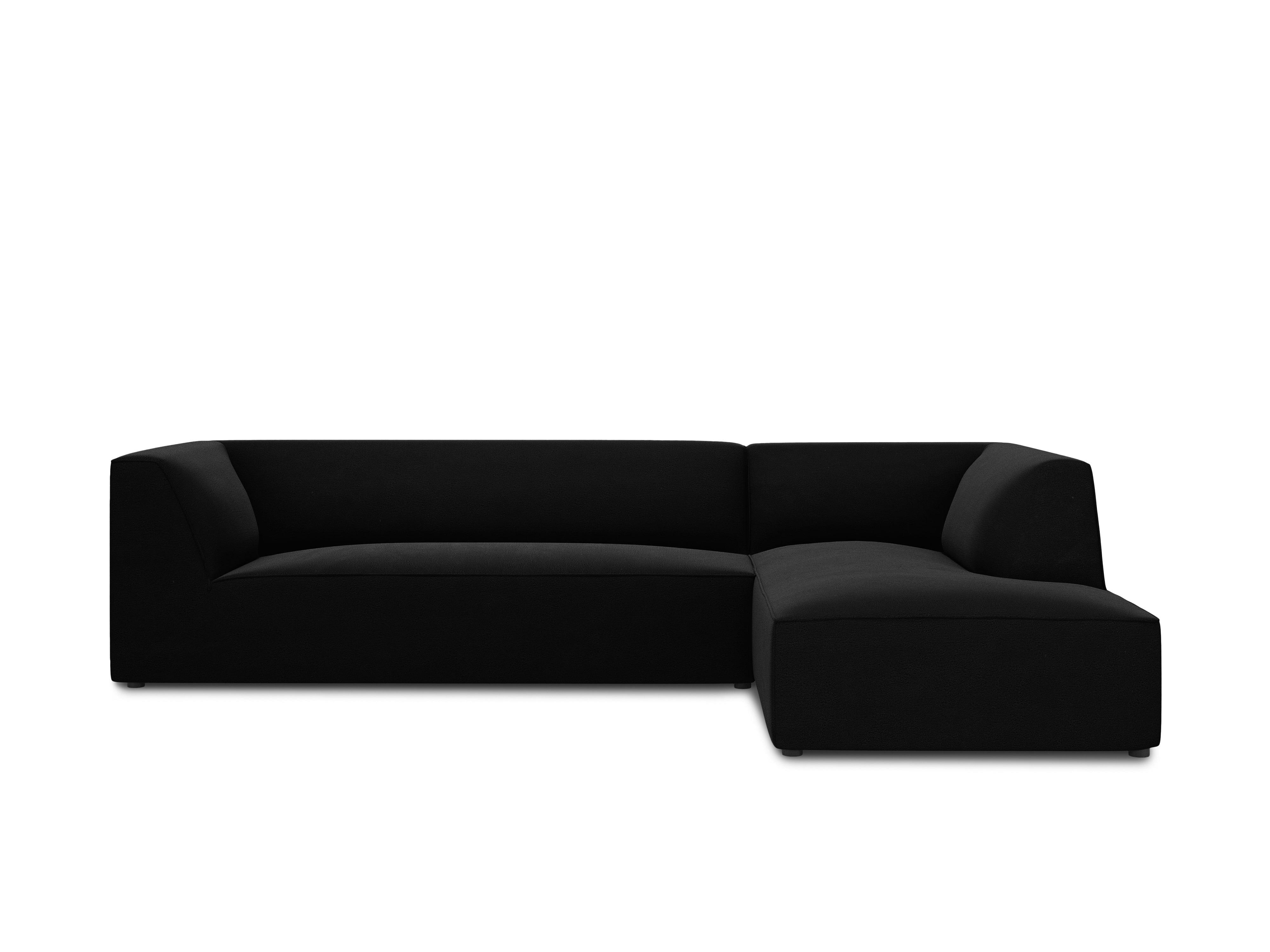 Narożnik aksamitny 4-osobowy prawostronny RUBY czarny Micadoni Eye on Design