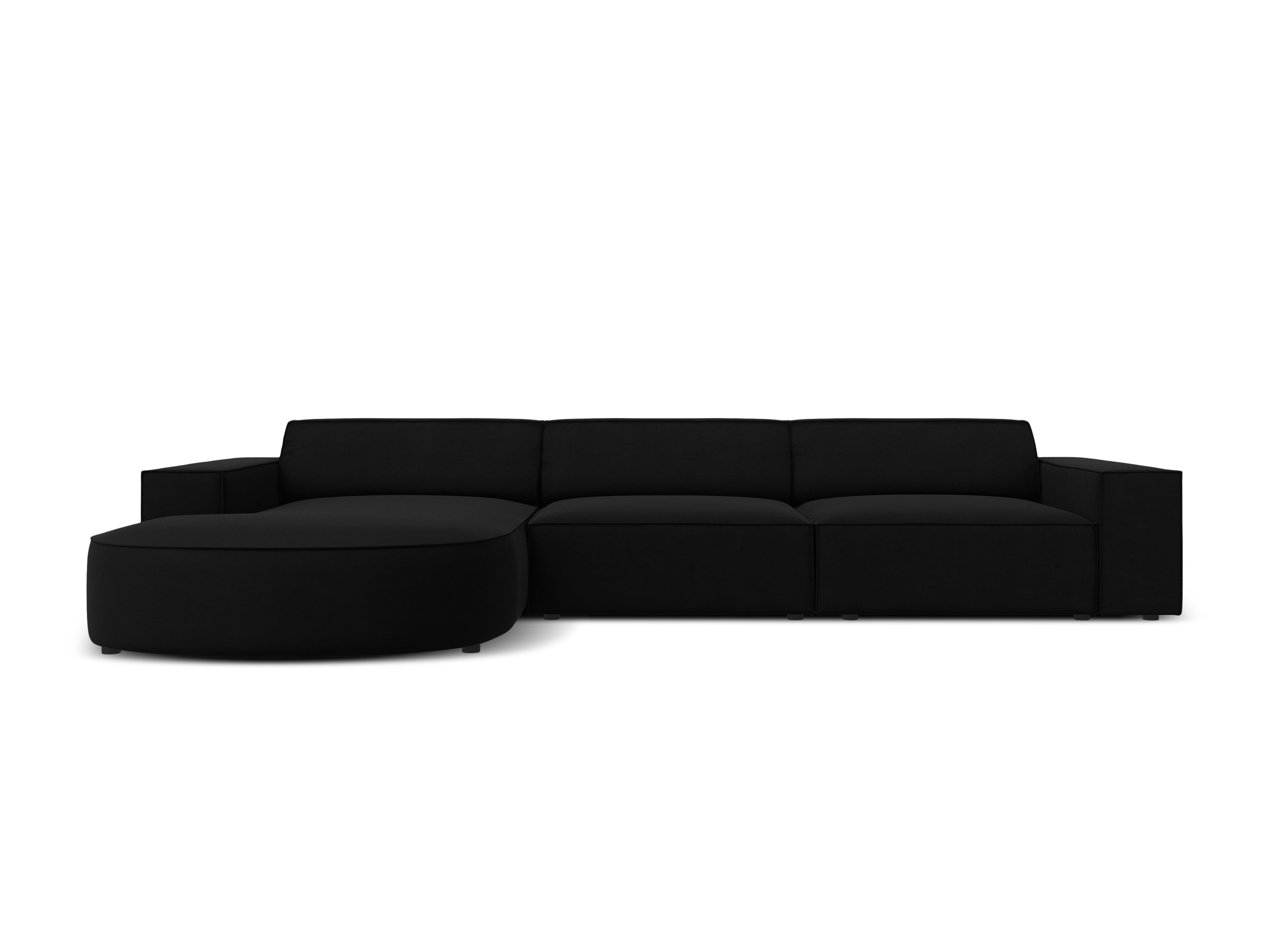 Narożnik aksamitny lewostronny 4-osobowy okrągły JODIE czarny Micadoni Eye on Design