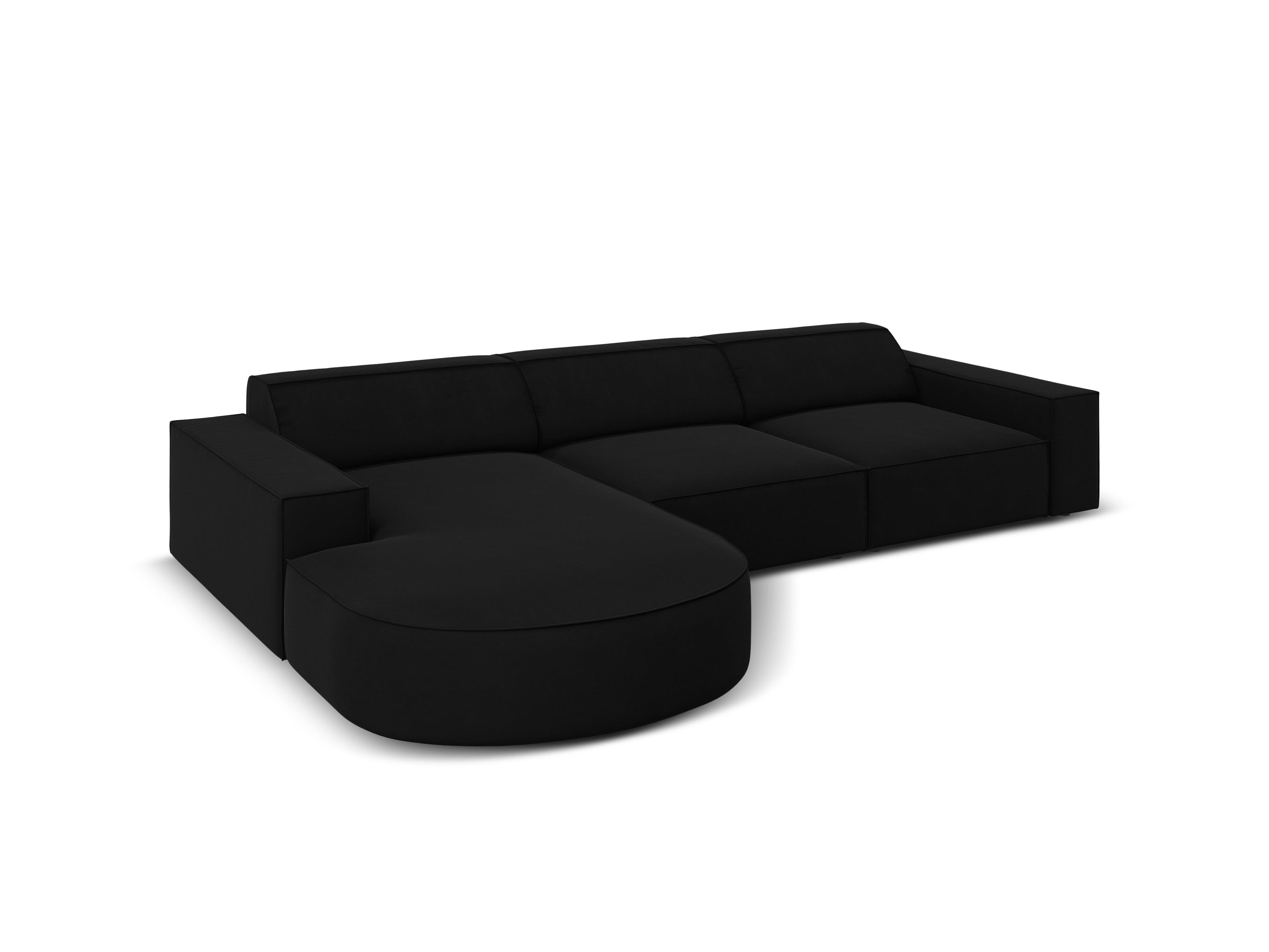 Narożnik aksamitny lewostronny 4-osobowy okrągły JODIE czarny Micadoni Eye on Design