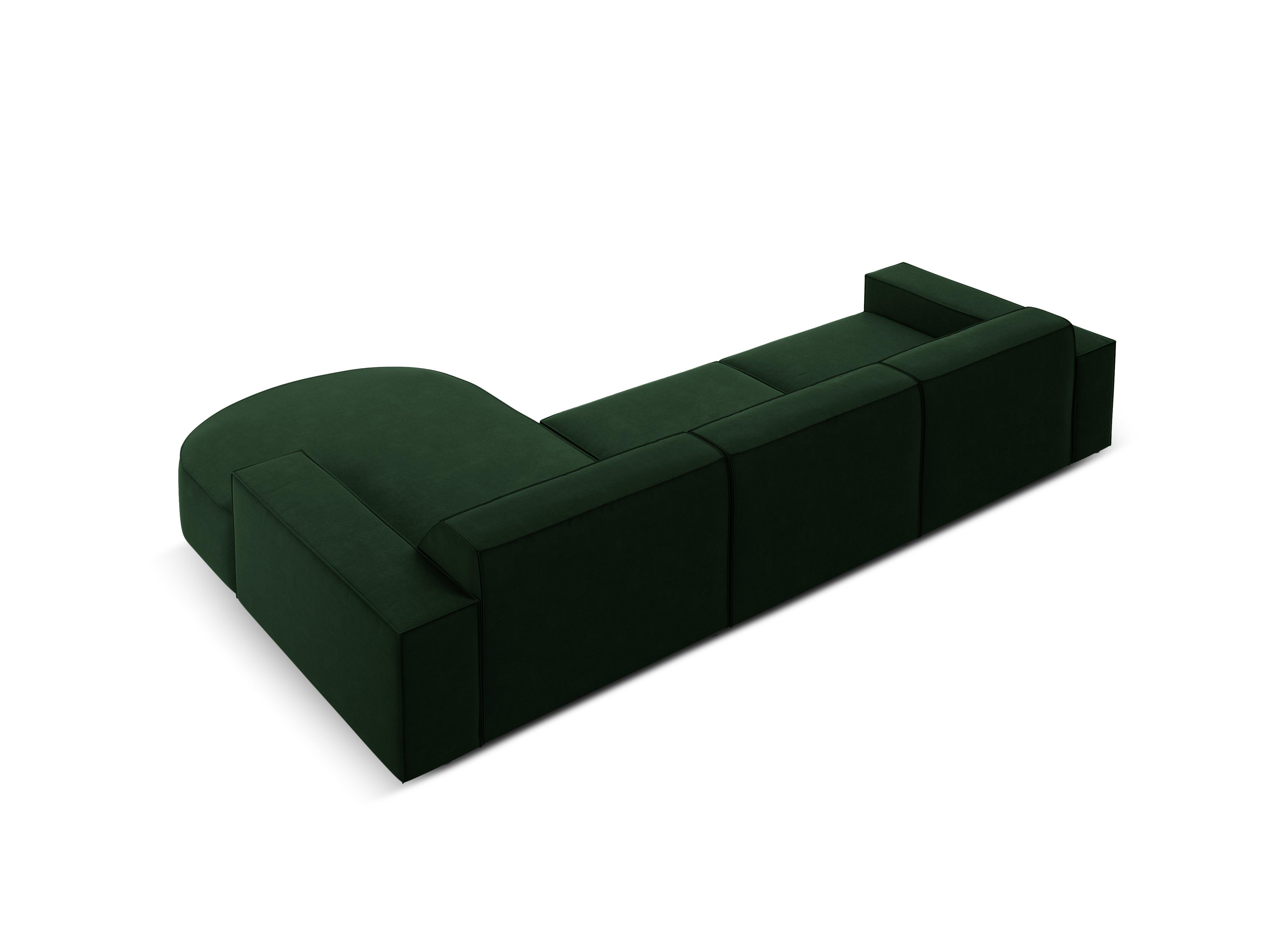 Narożnik aksamitny prawostronny 4-osobowy okrągły JODIE butelkowa zieleń Micadoni Eye on Design