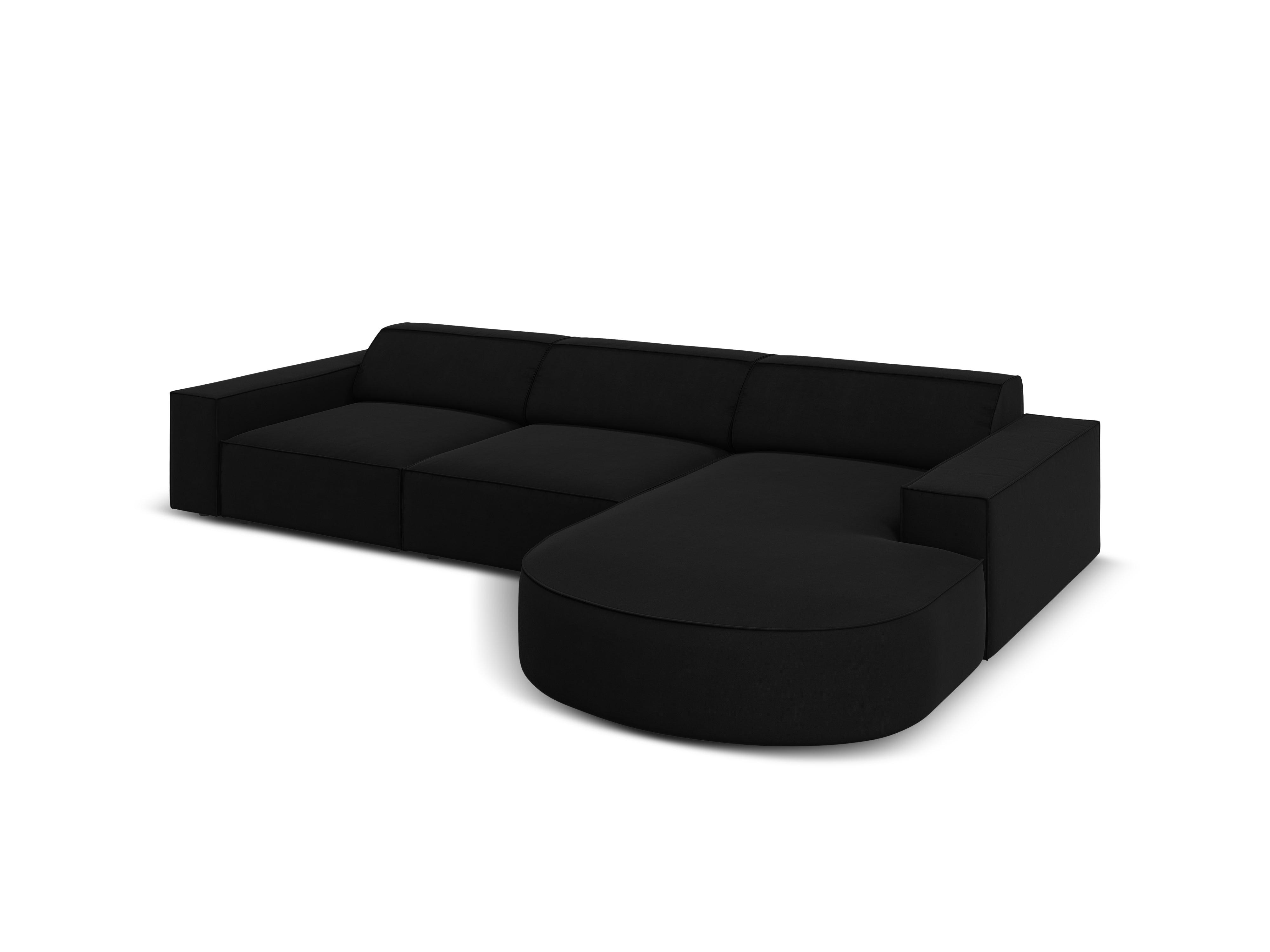 Narożnik aksamitny prawostronny 4-osobowy okrągły JODIE czarny Micadoni Eye on Design