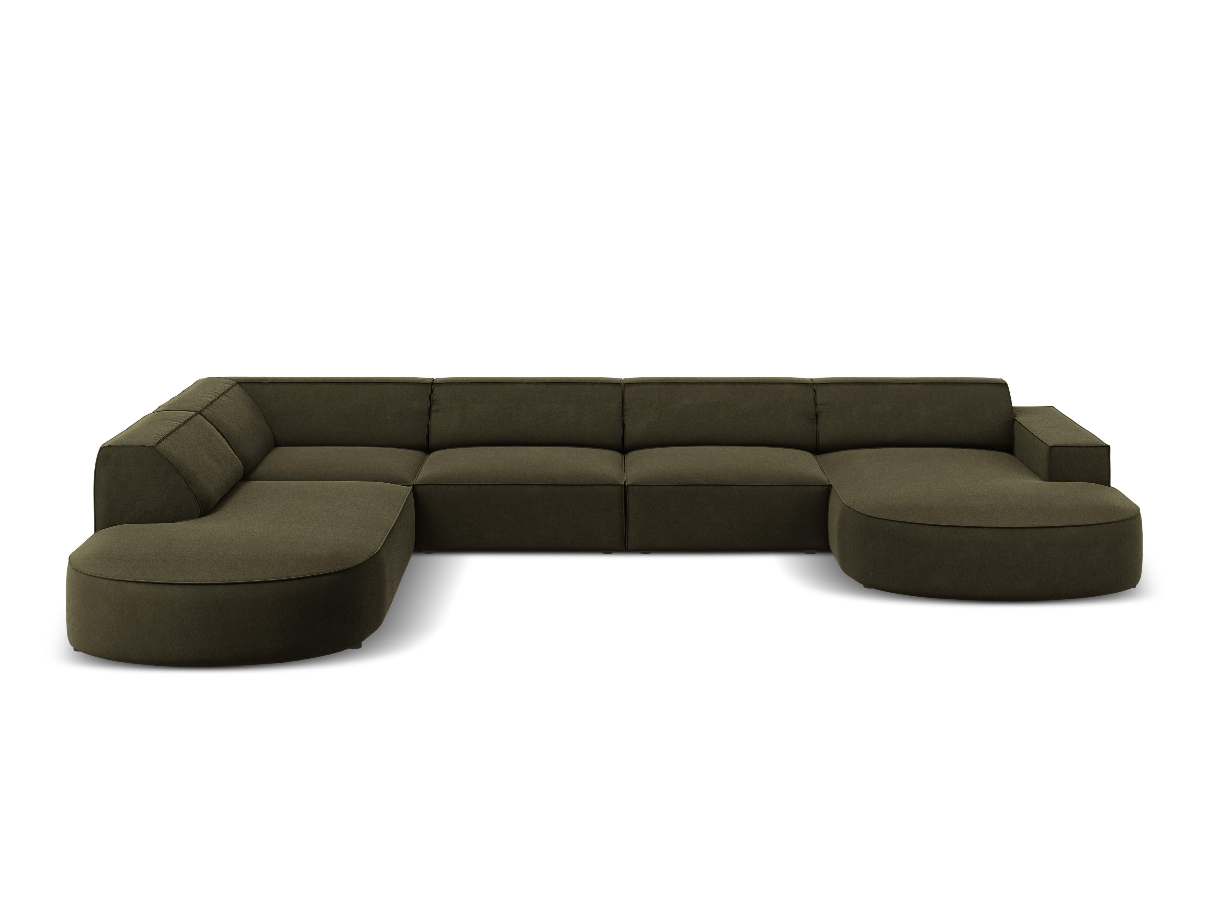 Sofa panoramiczna aksamitna lewostronna okrągła JODIE zielony Micadoni Eye on Design