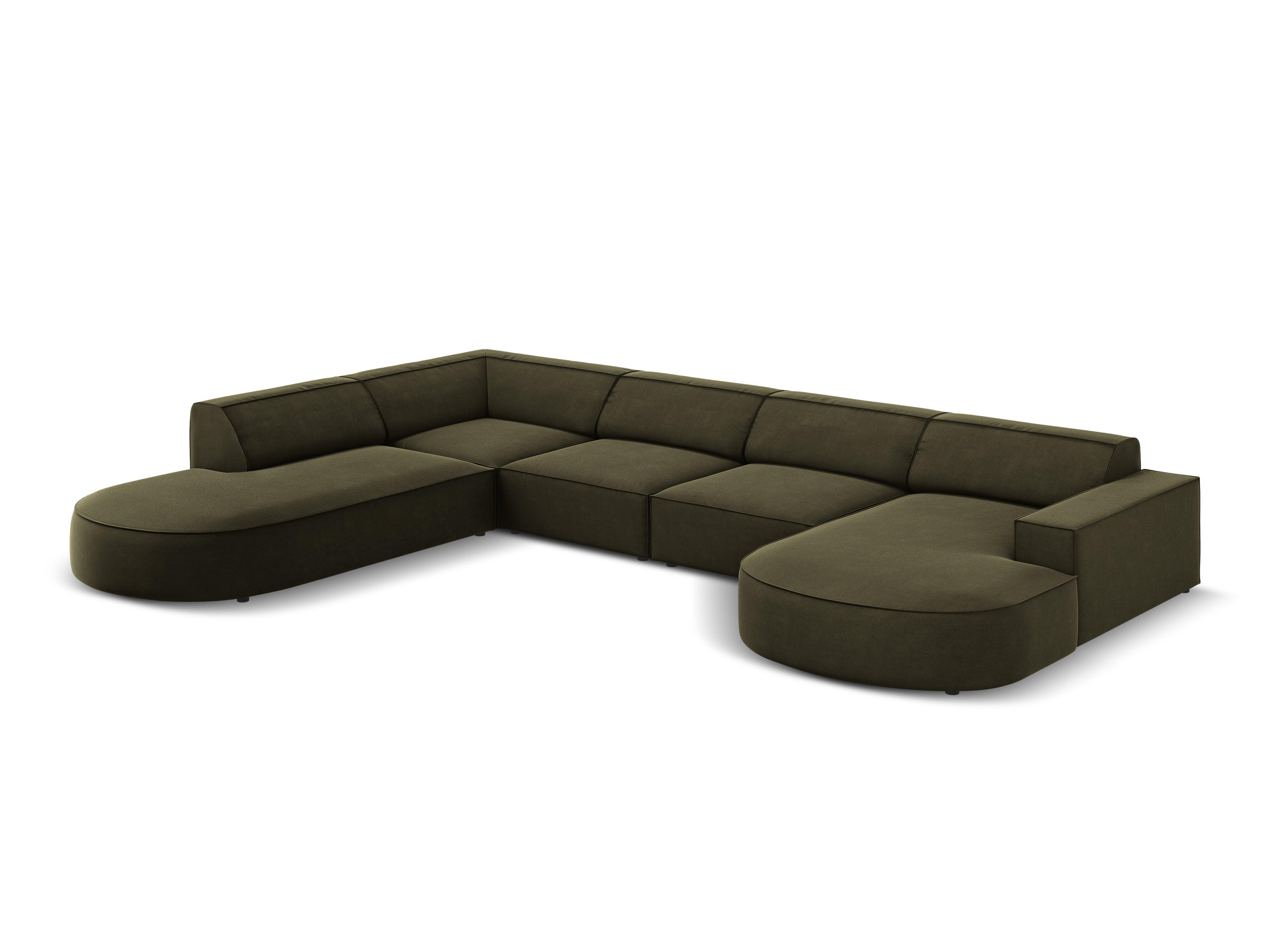 Sofa panoramiczna aksamitna lewostronna okrągła JODIE zielony Micadoni Eye on Design