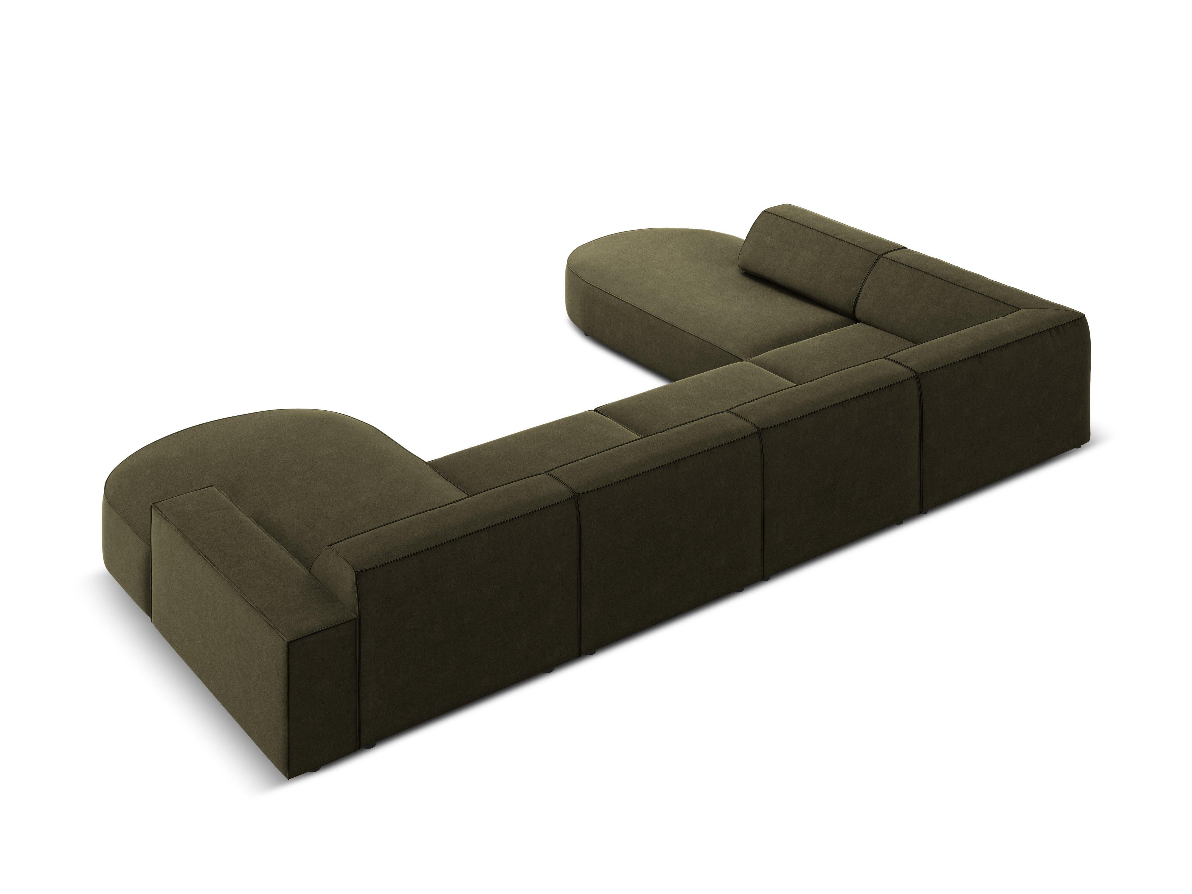 Sofa panoramiczna aksamitna lewostronna okrągła JODIE zielony Micadoni Eye on Design