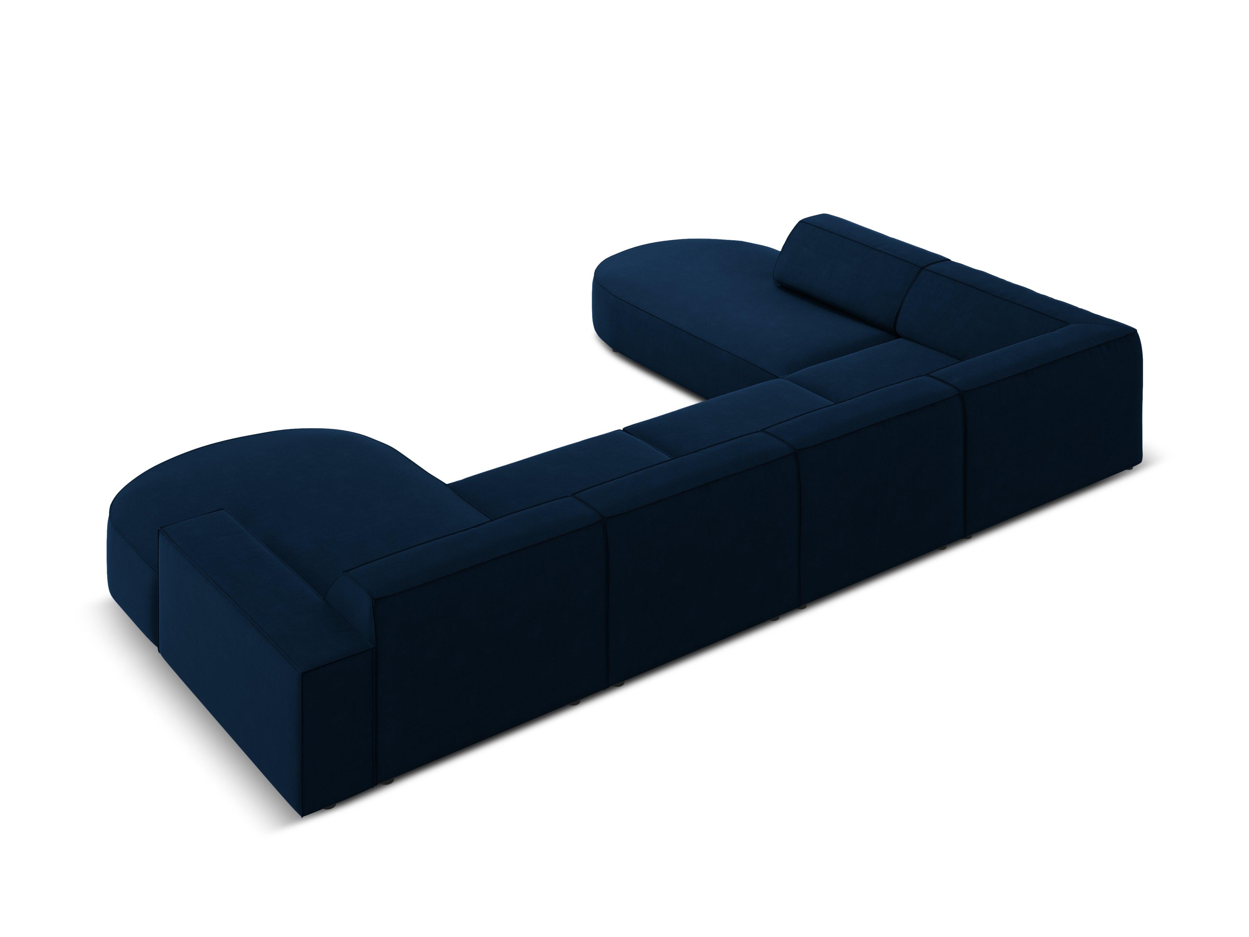 Sofa panoramiczna aksamitna lewostronna okrągła JODIE granat królewski Micadoni Eye on Design