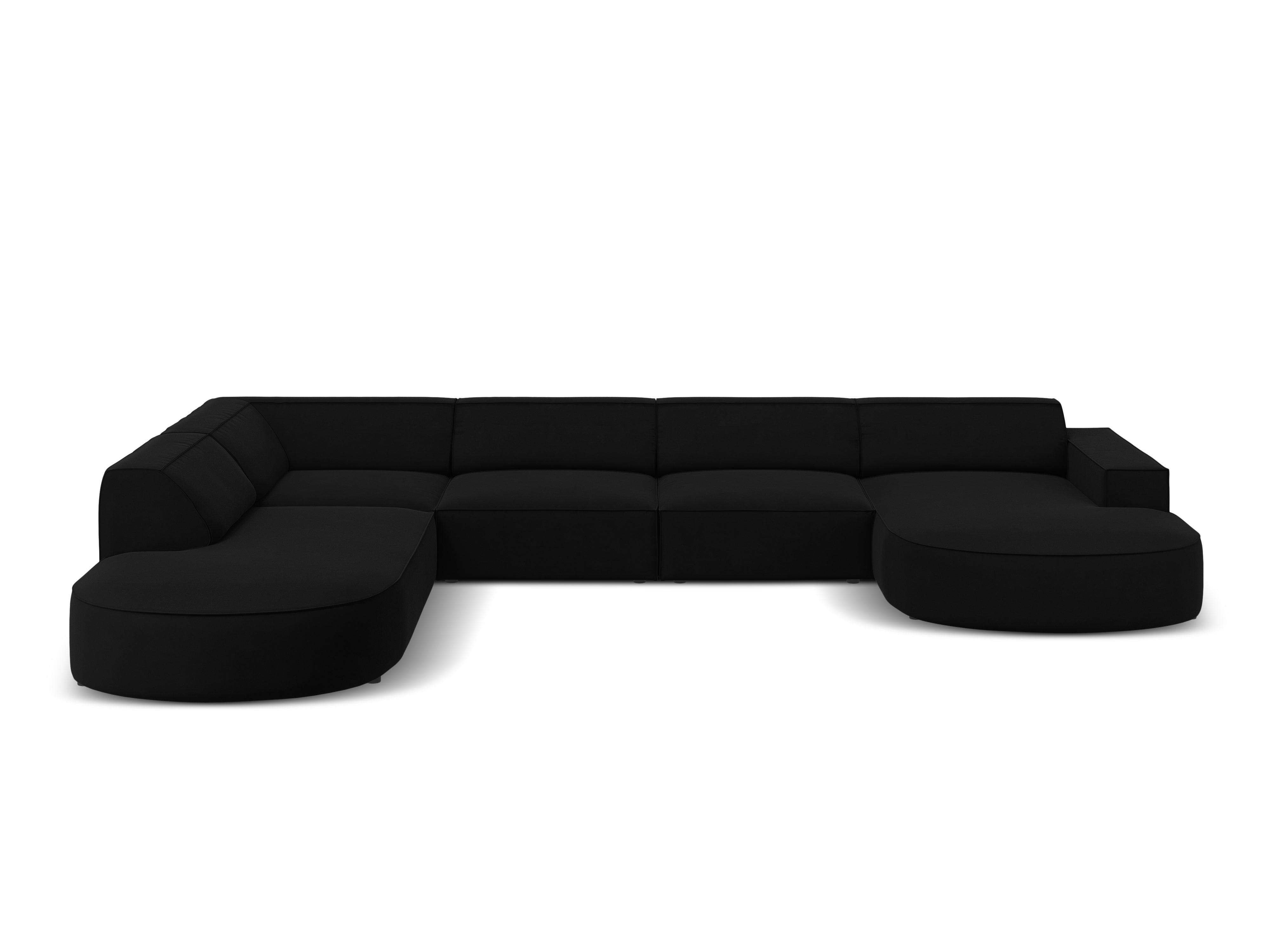 Sofa panoramiczna aksamitna lewostronna okrągła JODIE czarny Micadoni Eye on Design
