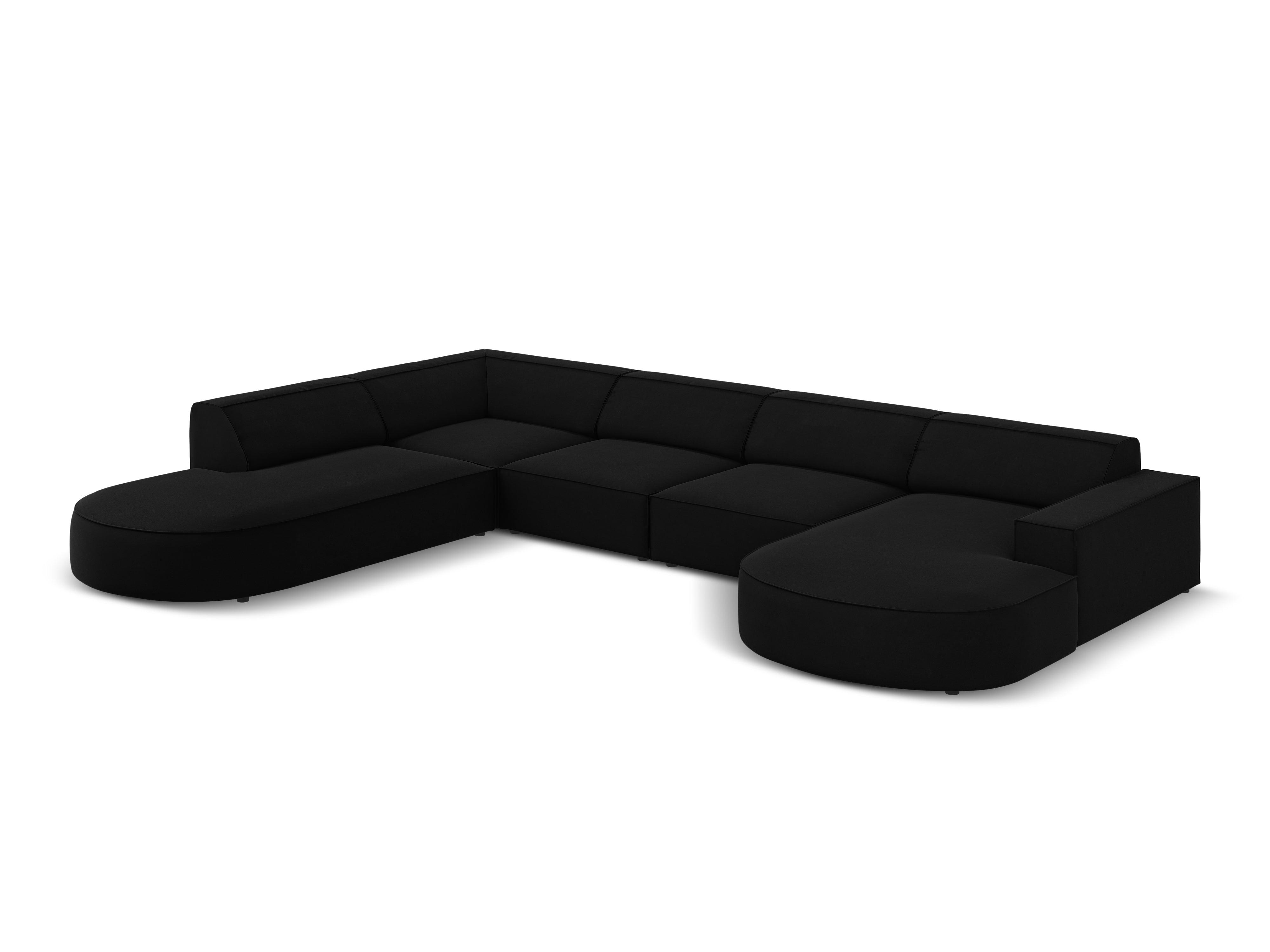 Sofa panoramiczna aksamitna lewostronna okrągła JODIE czarny Micadoni Eye on Design