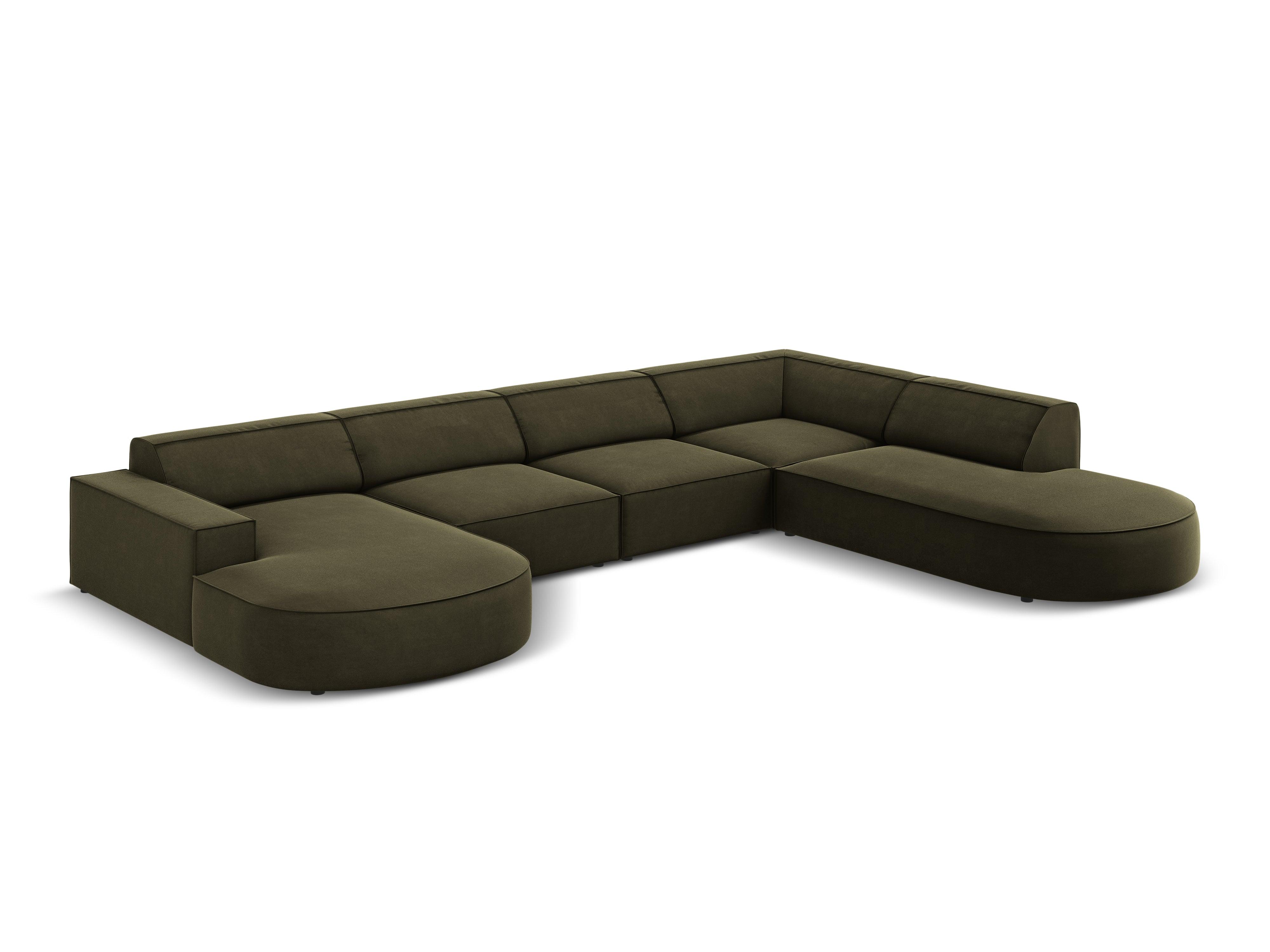 Sofa panoramiczna aksamitna prawostronna okrągła JODIE zielony Micadoni Eye on Design