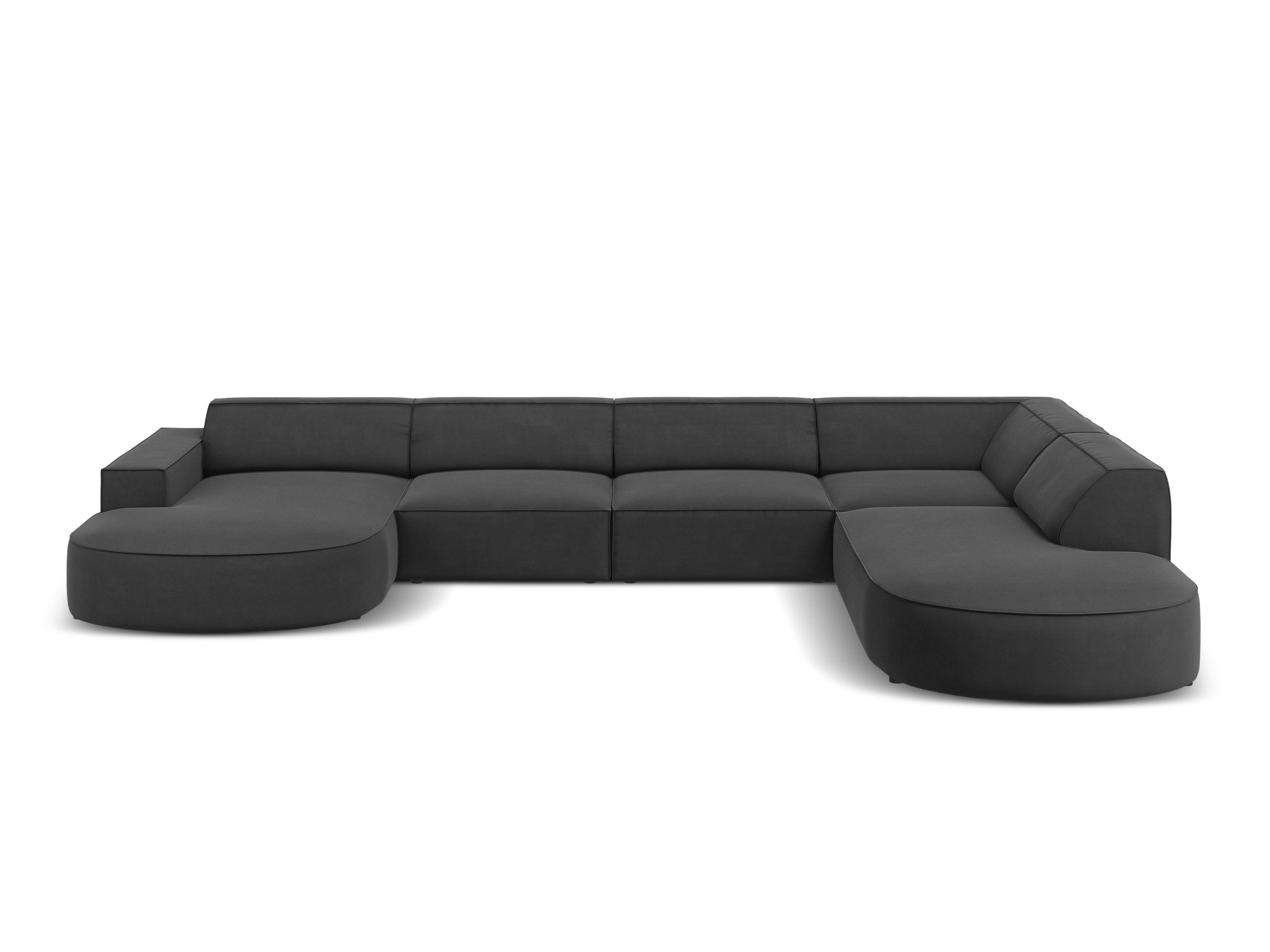 Sofa panoramiczna aksamitna prawostronna okrągła JODIE ciemnoszary Micadoni Eye on Design