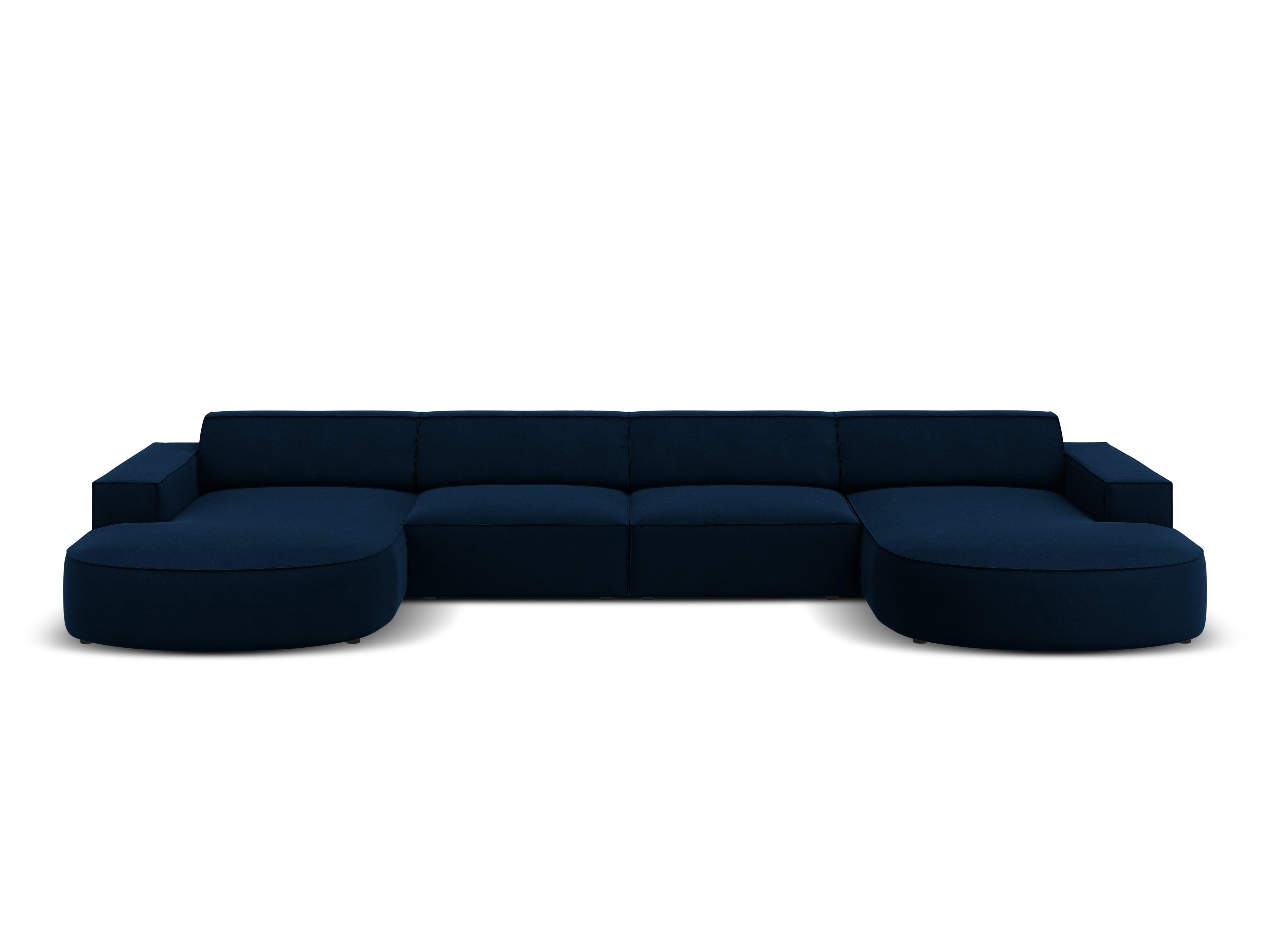 Sofa aksamitna panoramiczna okrągła JODIE granat królewski Micadoni Eye on Design
