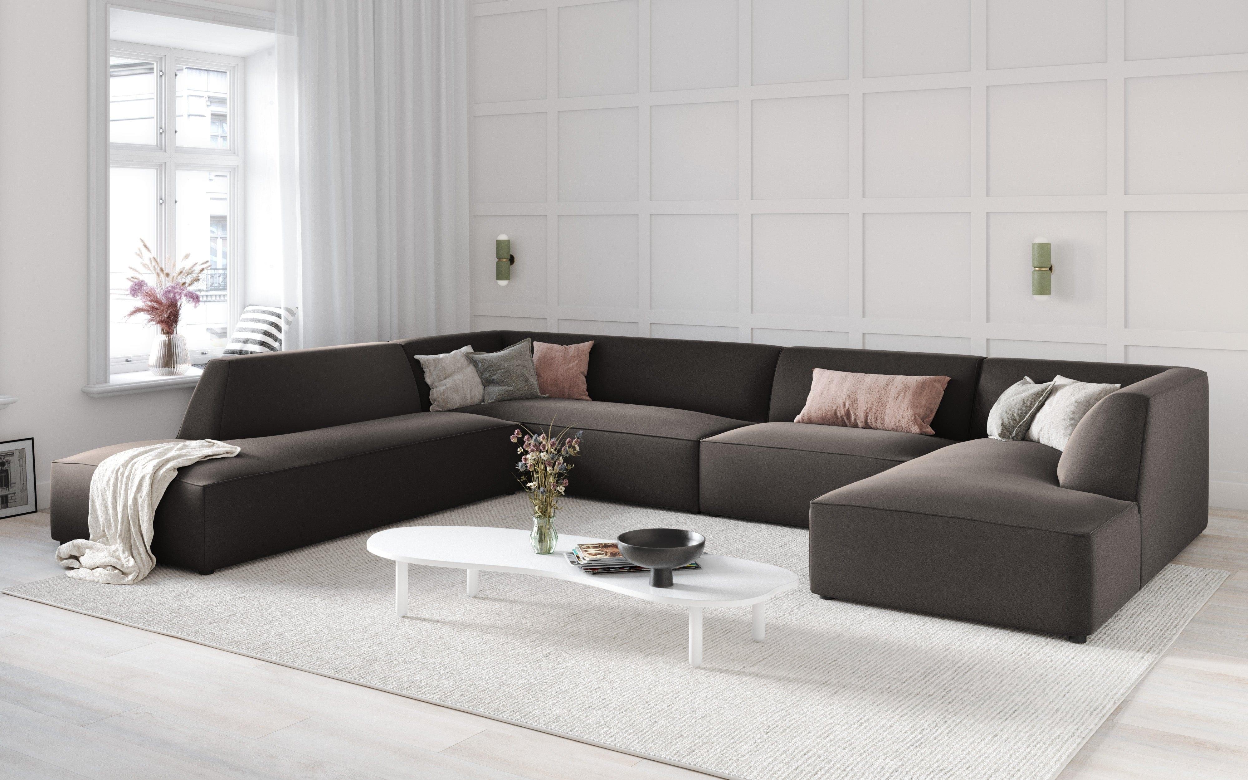 Narożnik w kształcie U aksamitny lewostronny RUBY ciemnoszary Micadoni Eye on Design