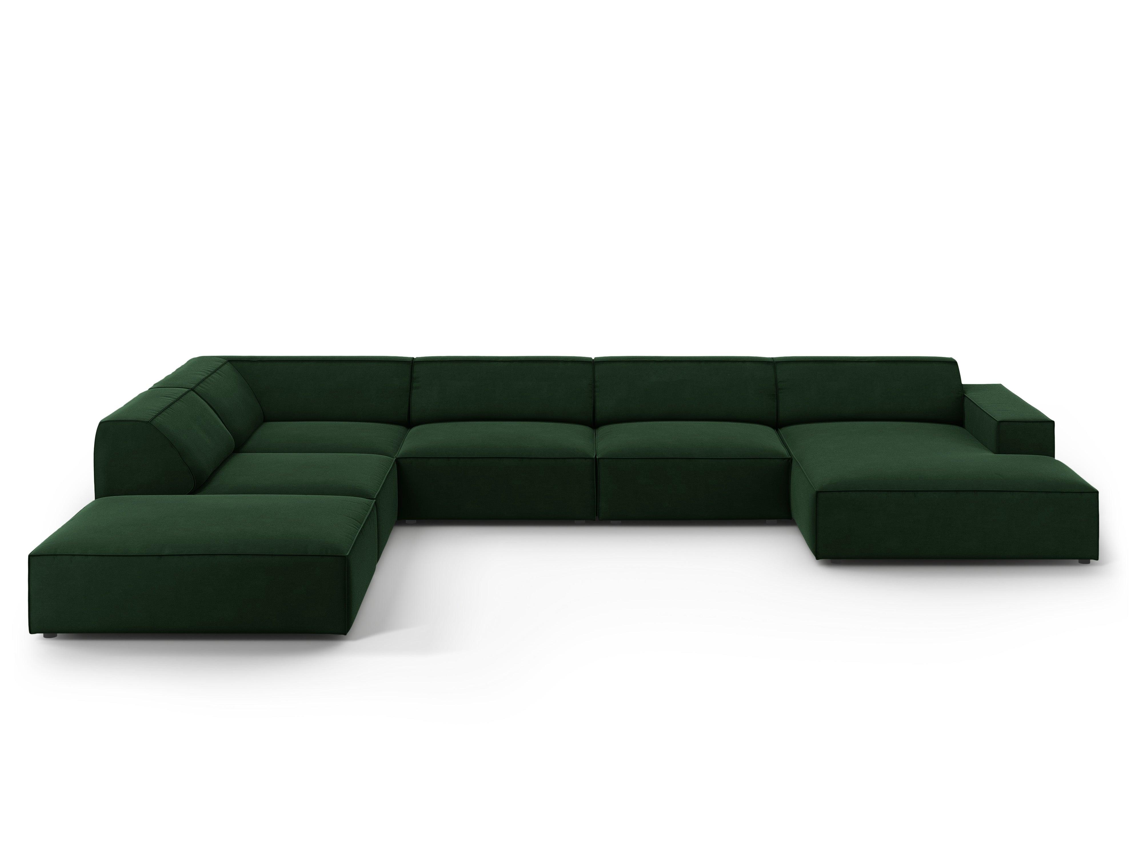 Sofa panoramiczna aksamitna lewostronna JODIE butelkowa zieleń Micadoni Eye on Design