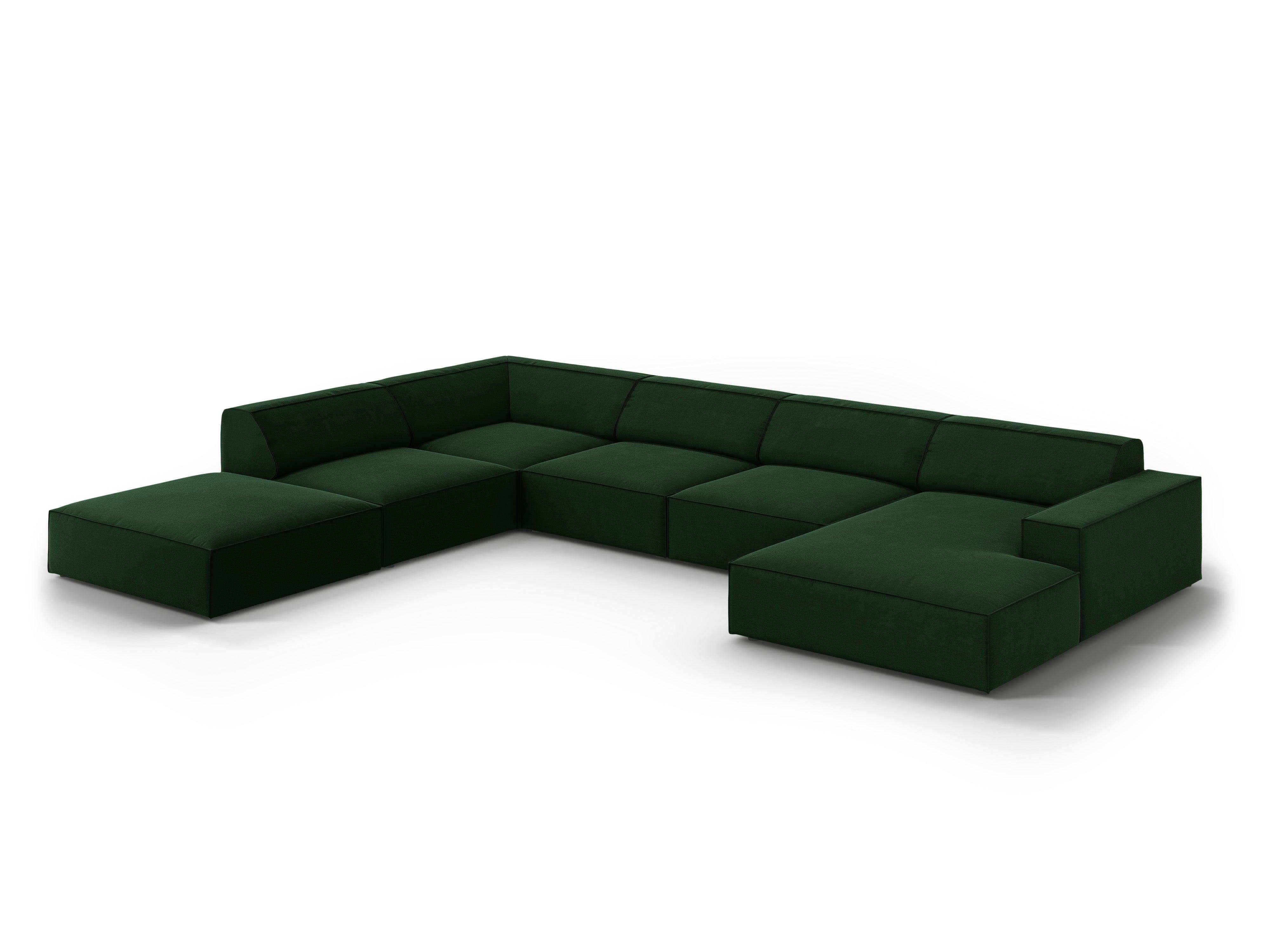 Sofa panoramiczna aksamitna lewostronna JODIE butelkowa zieleń Micadoni Eye on Design